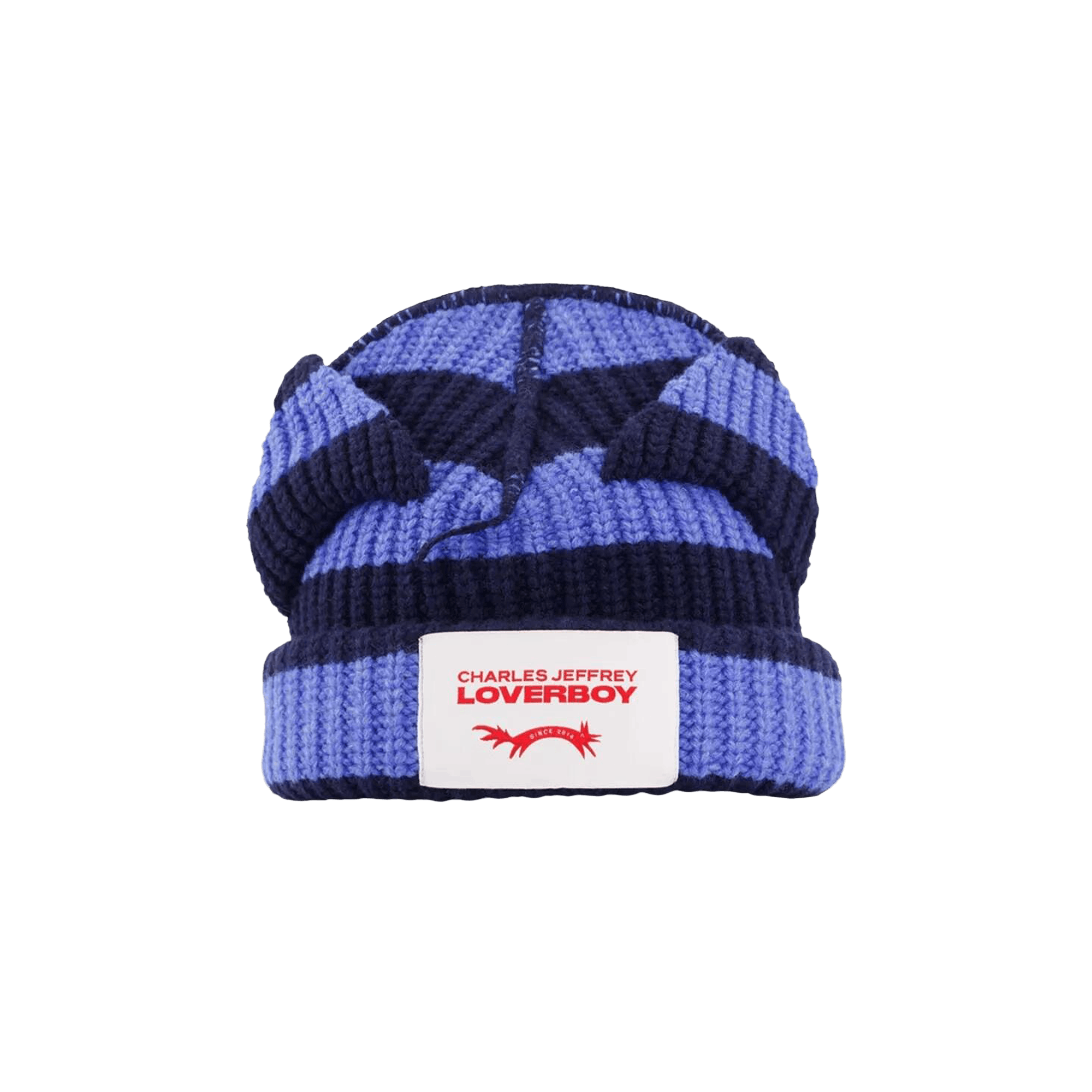 Charles Jeffrey Loverboy Chunky Ears Striped Beanie 'Blue'