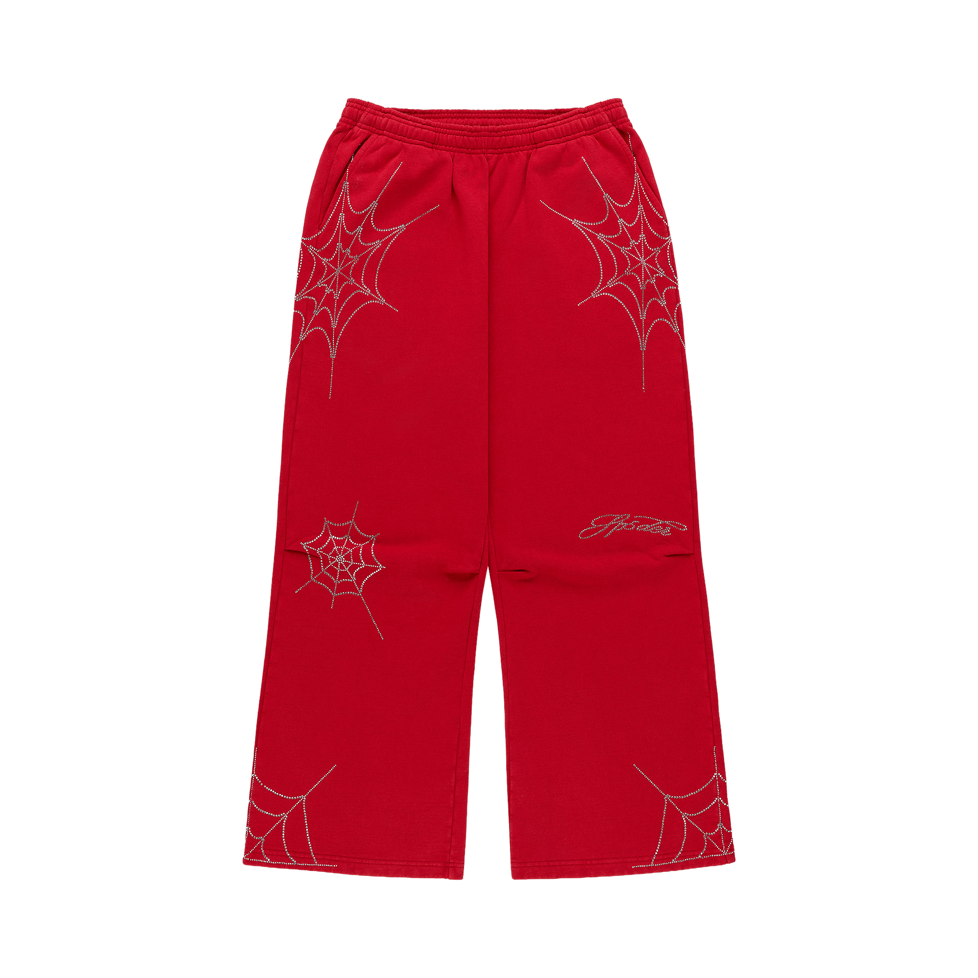 Sp5der Rhinestone Web Sweatpant 'Red'