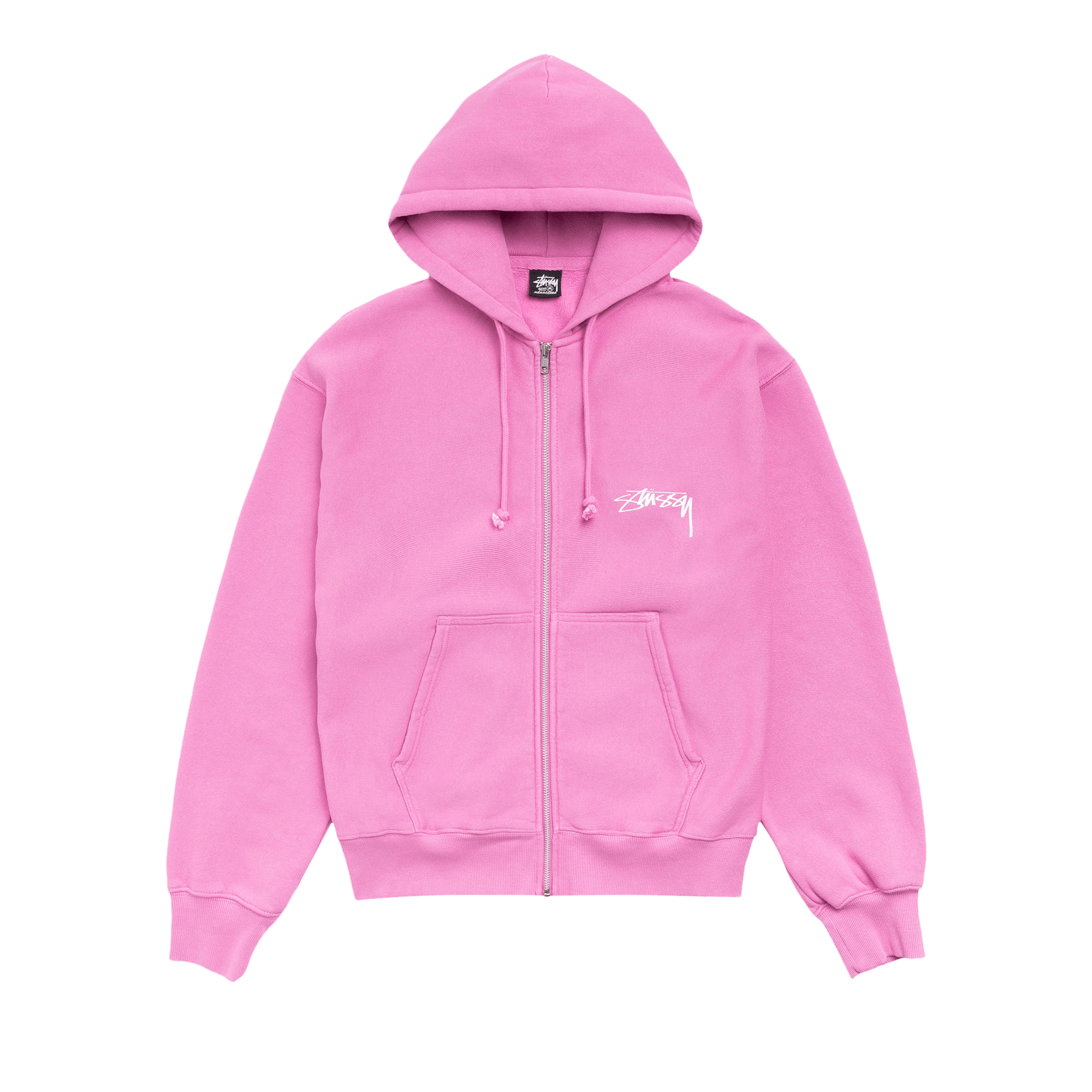 Stussy Stack Zip Hoodie Pigment Dyed 'Pink'