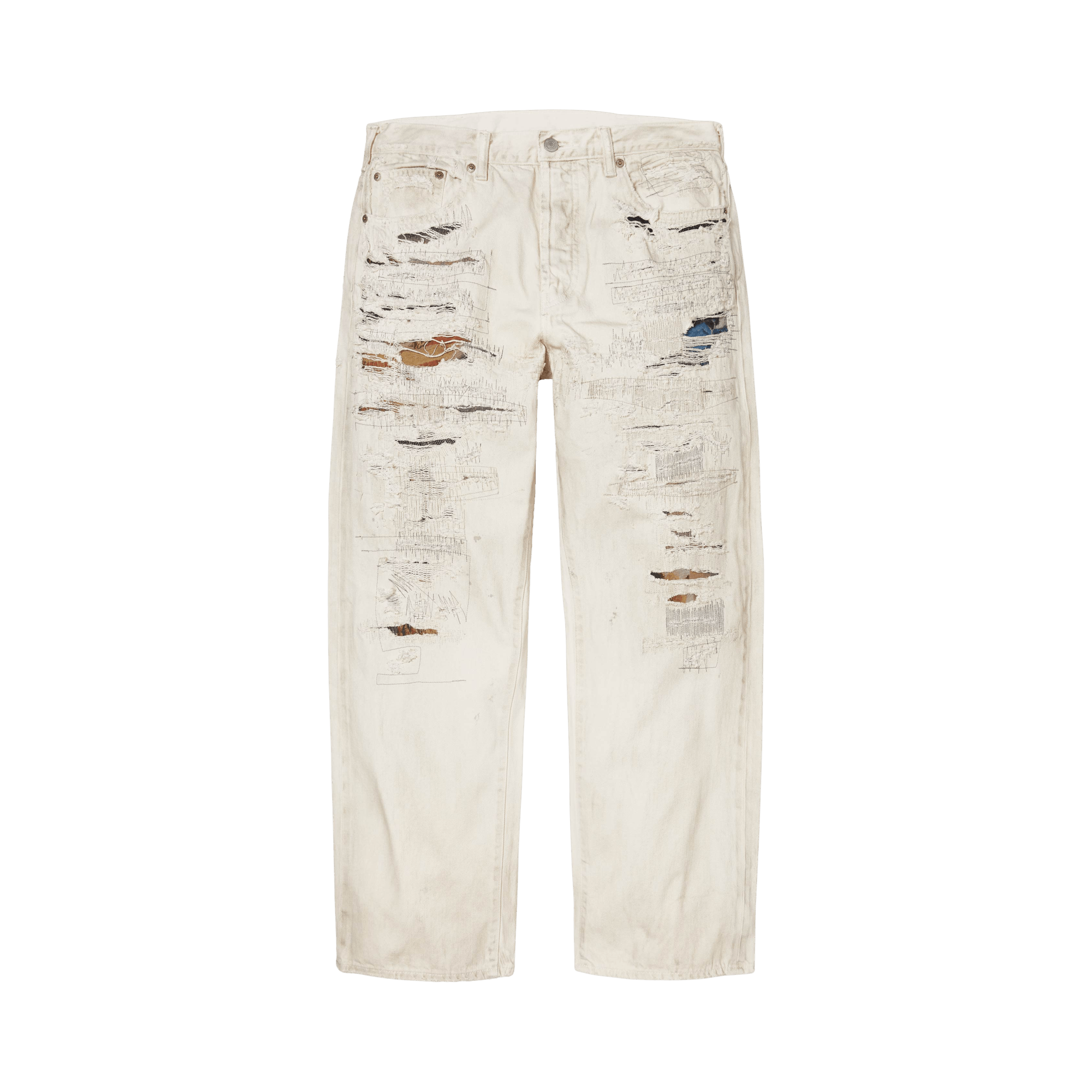 Supreme x MM6 Maison Margiela Distressed Loose Fit Selvedge Jean 'White'