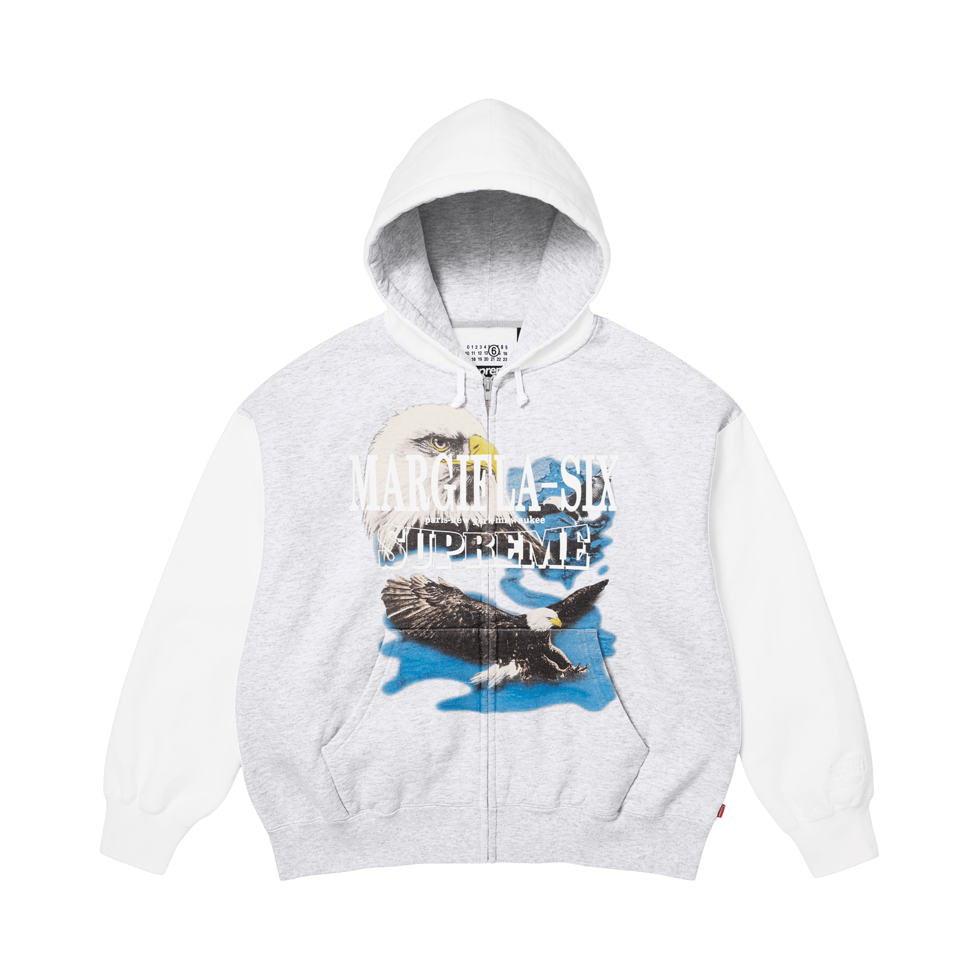 Supreme x MM6 Maison Margiela Eagle Zip Up Hooded Sweatshirt 'Ash Grey'