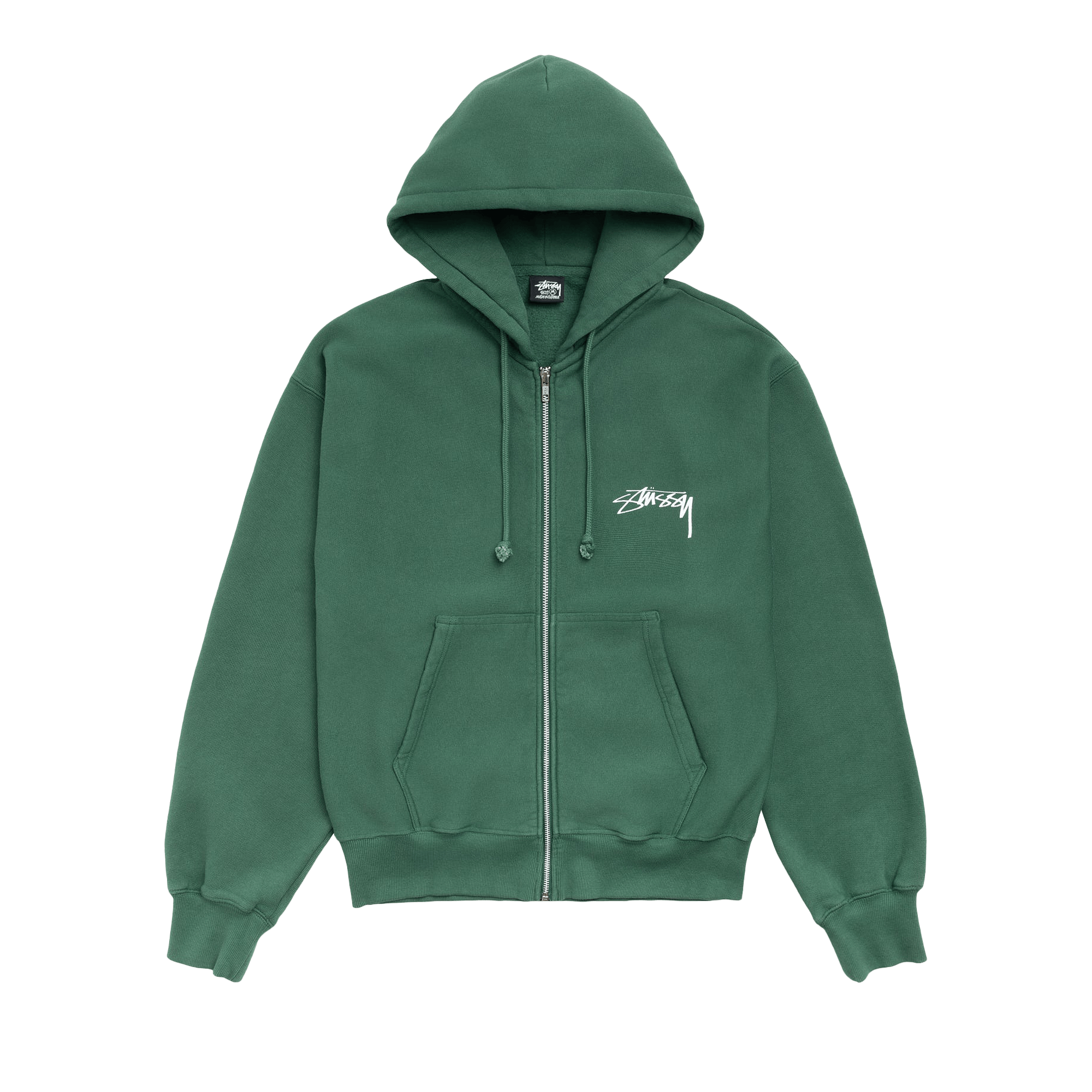 Stussy Stack Zip Hoodie Pigment Dyed 'Pine'