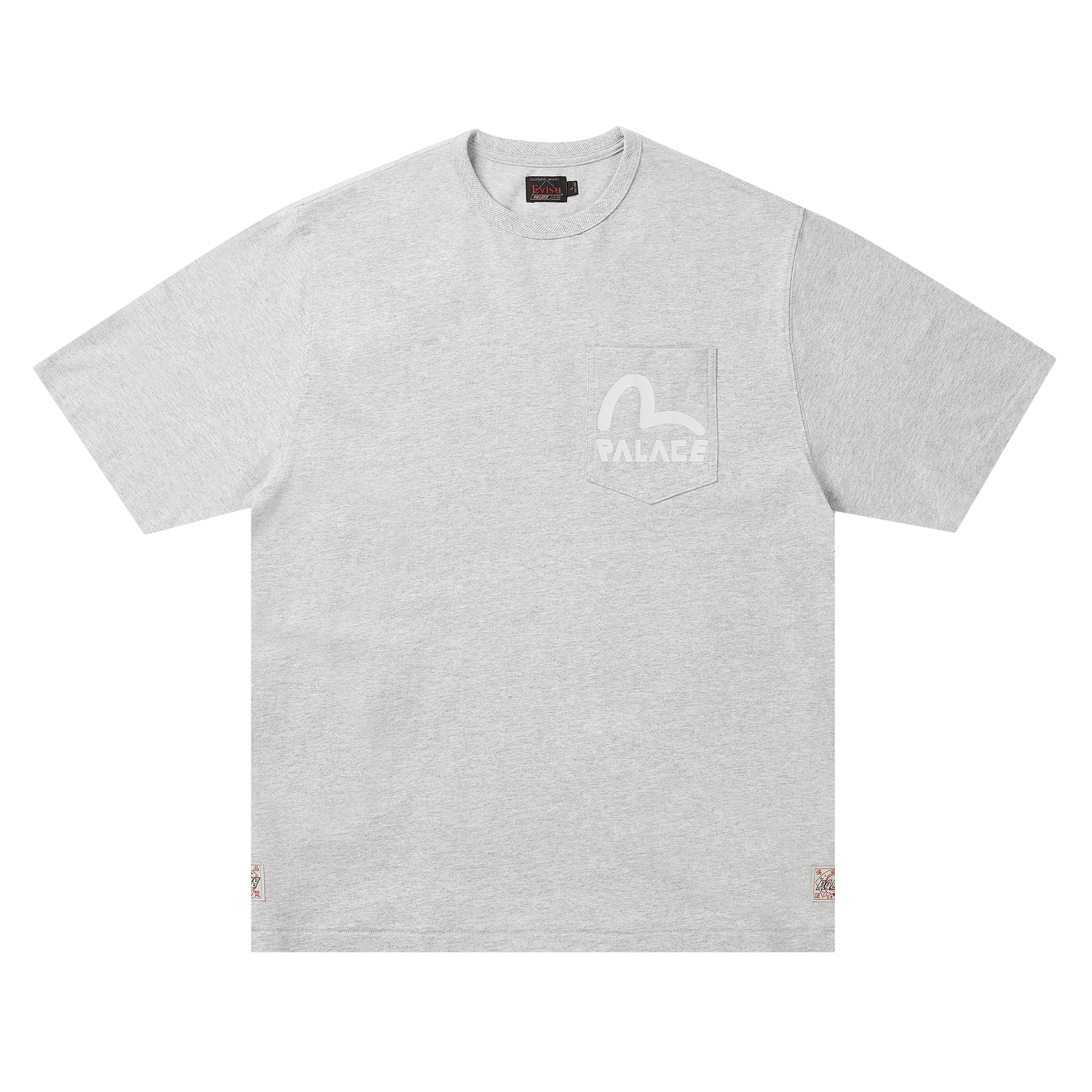 Palace x Evisu Heavy Wash T-Shirt 'Grey Marl'