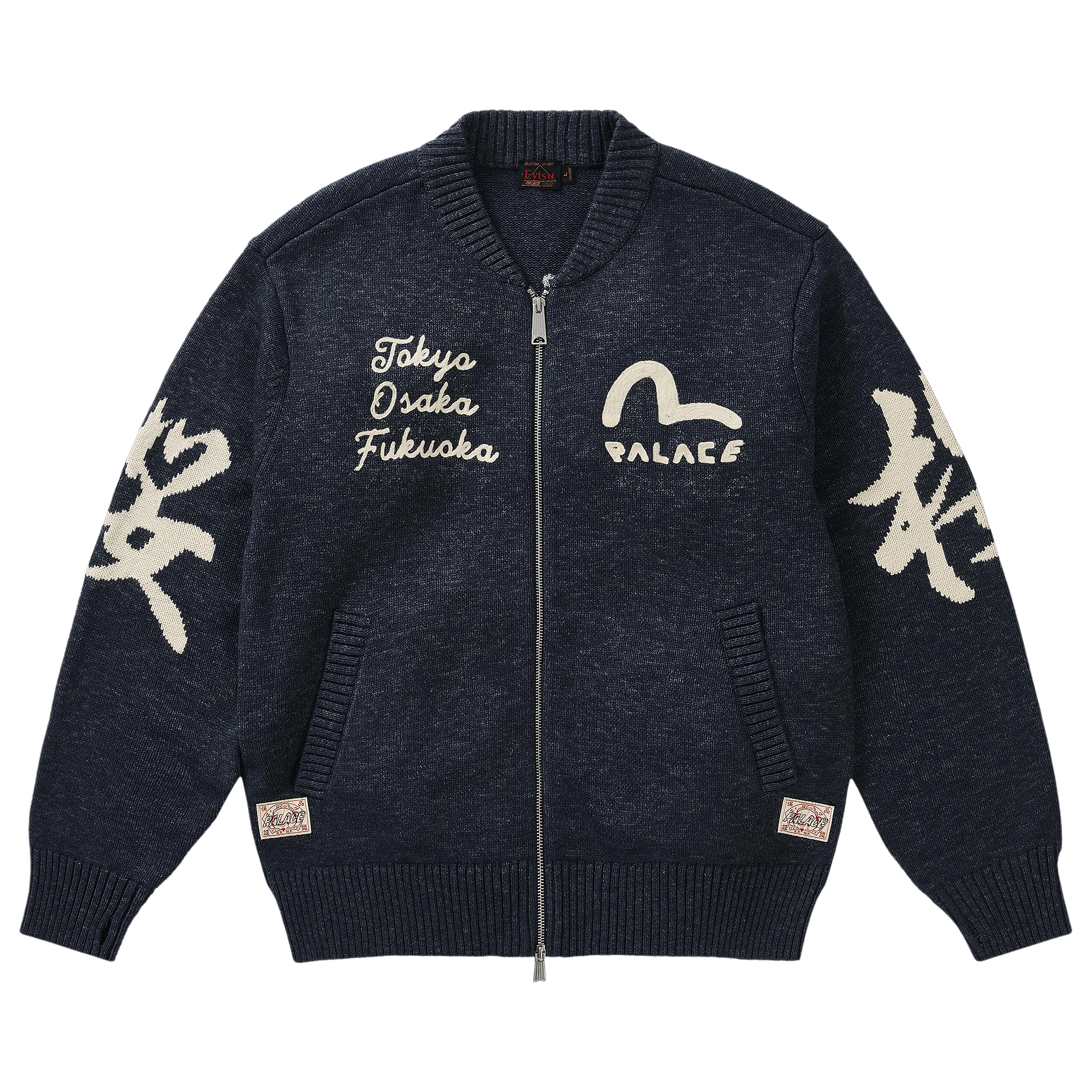 Palace x Evisu Zip Through Chunky Knit 'Indigo'