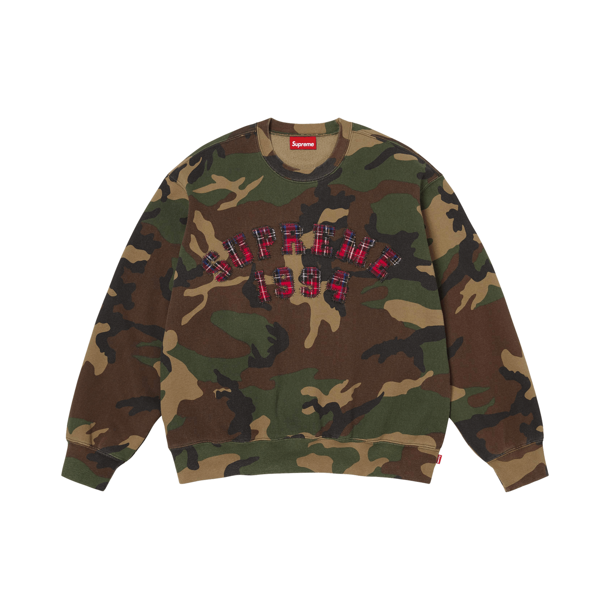 Supreme Plaid Arc Crewneck 'Woodland Camo'