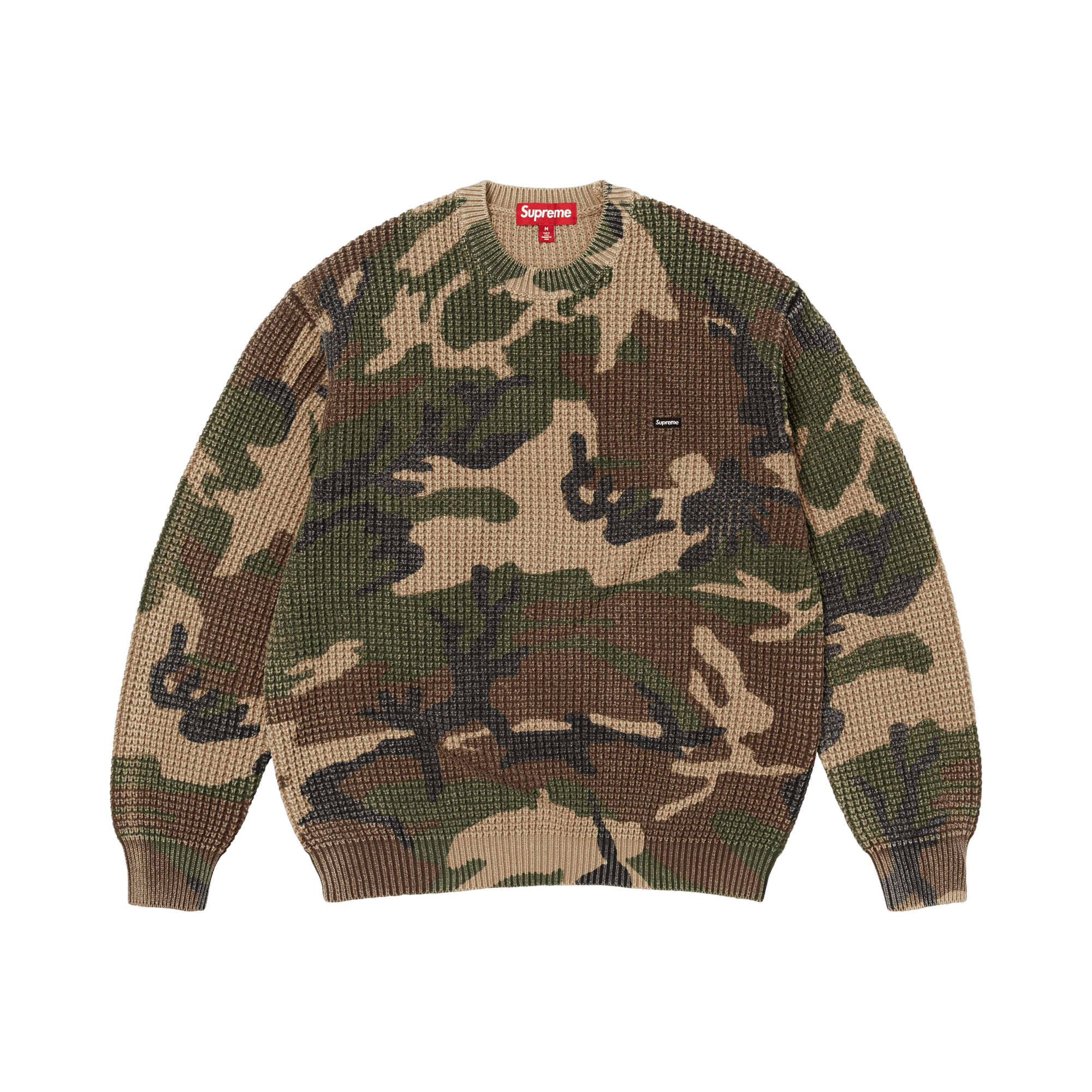 Supreme Washed Small Box Waffle Sweater 'Woodland Camo'