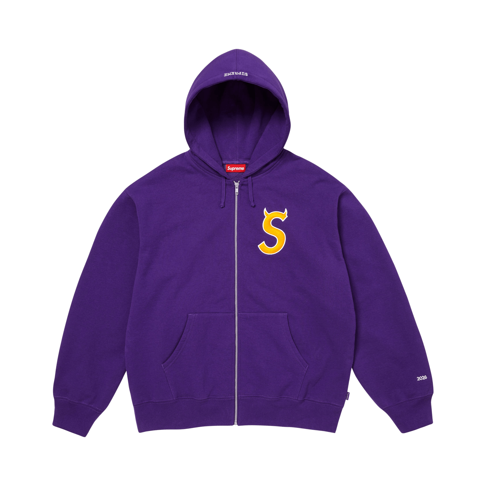 Supreme Devil S Logo Zip Up Hooded Sweatshirt 'Purple'