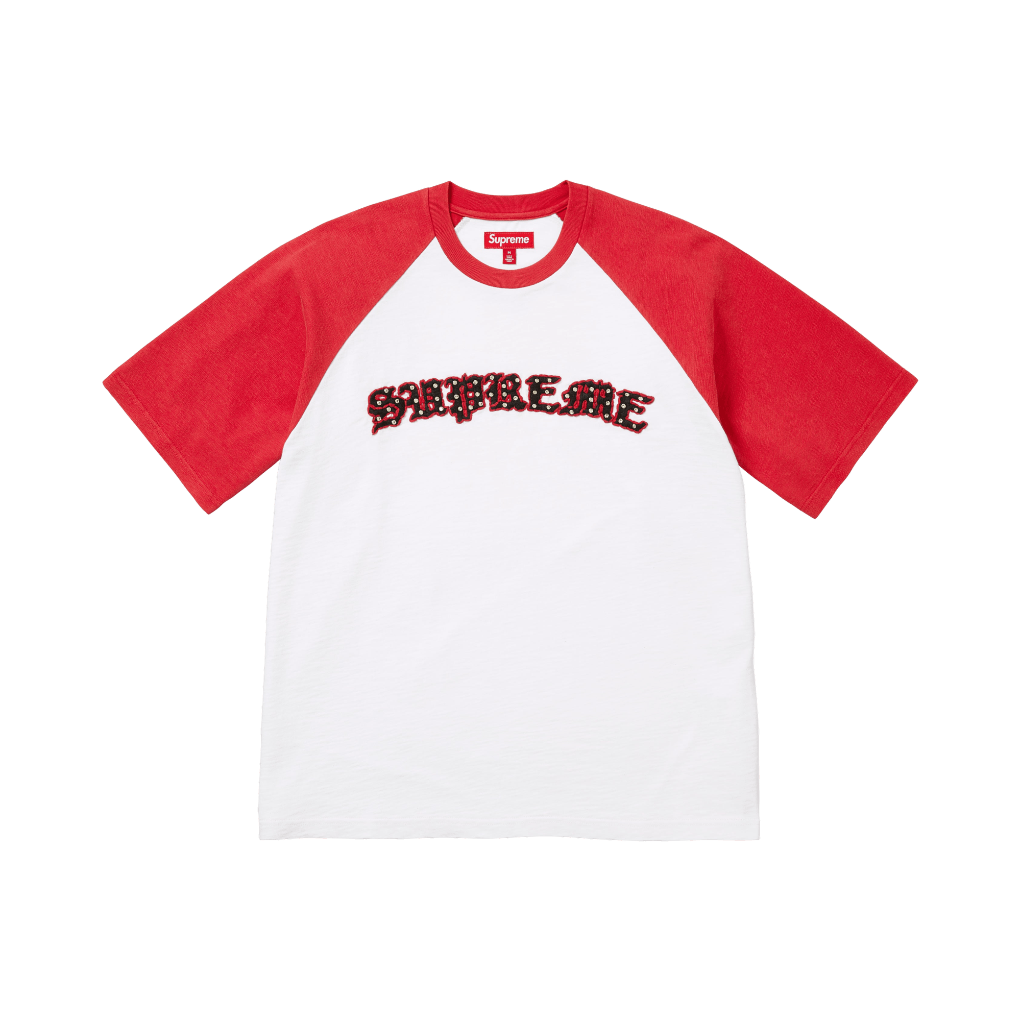 Supreme Rhinestone Raglan Short-Sleeve Top 'White'