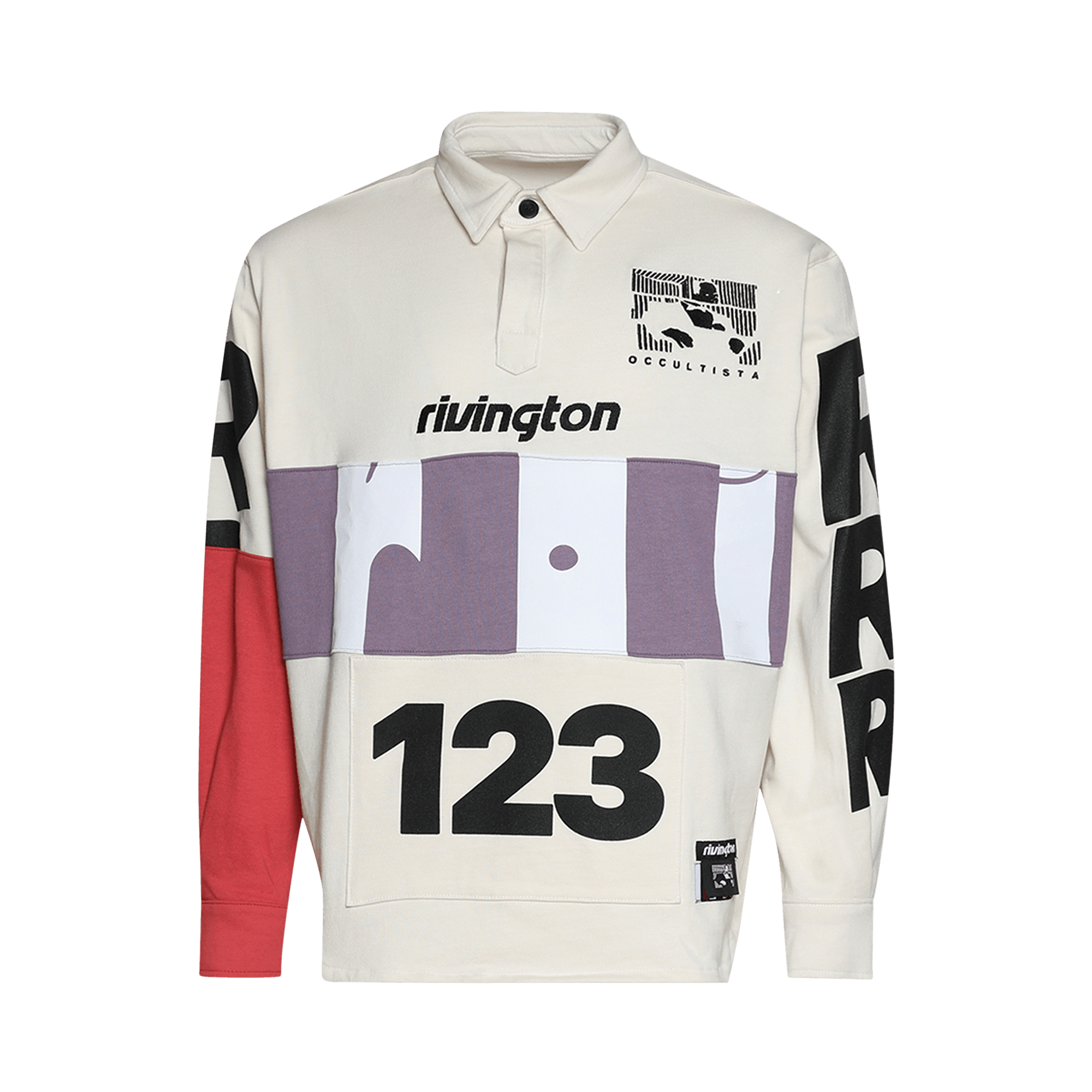 RIVINGTON roi Rebis Apocrypha Rugby Polo 'White'