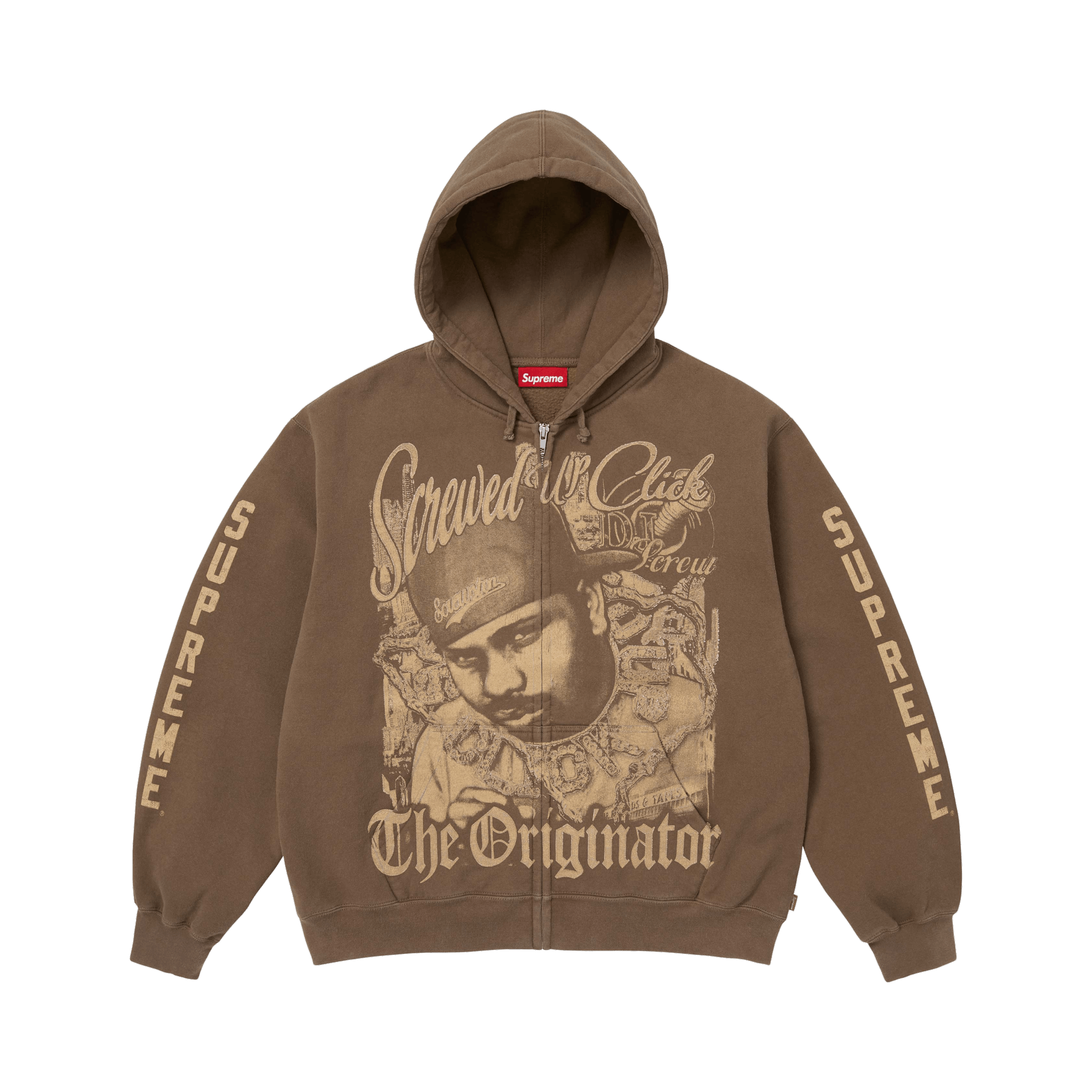 Supreme x Dj Screw Zip Up Hooded Sweatshirt 'Dusty Brown'