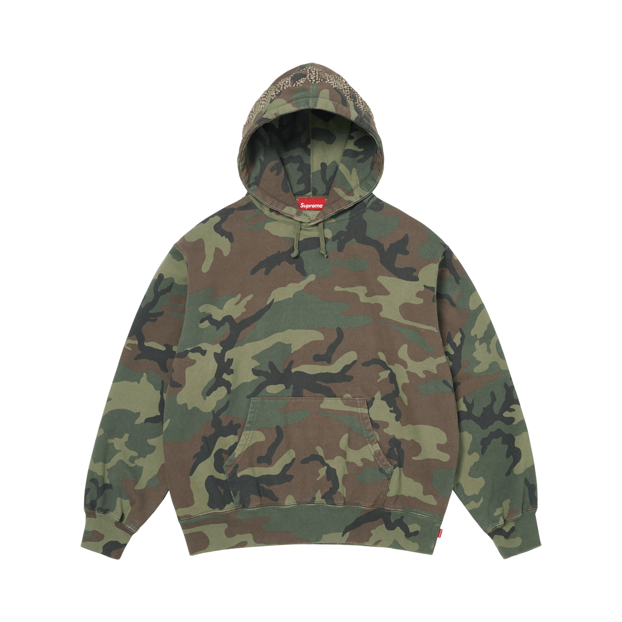 Supreme Overdyed Studded Hooded Sweatshirt 'Woodland Camo'