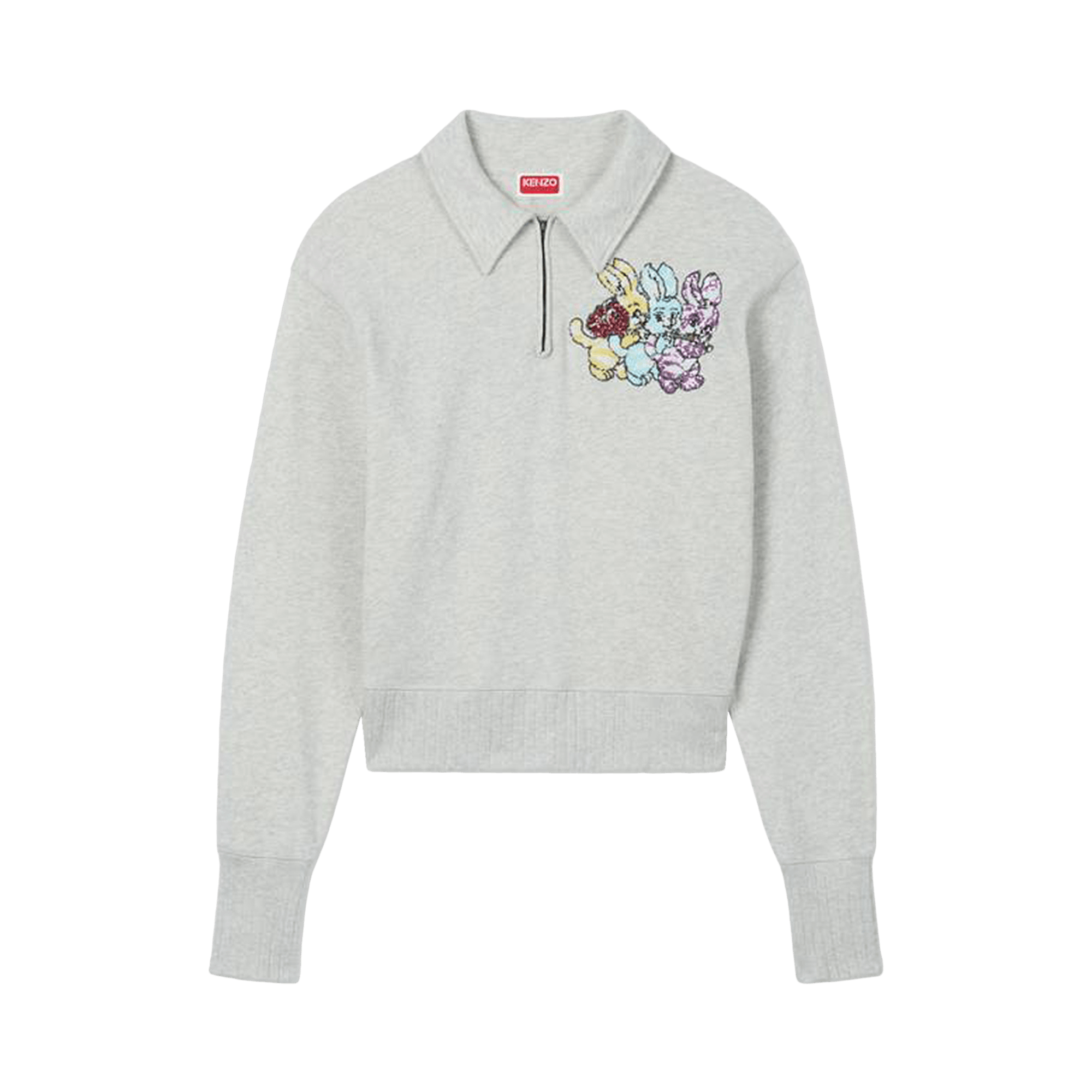 Kenzo Cartoon Embroidered Chapman Half Zip Sweatshirt 'Grey'