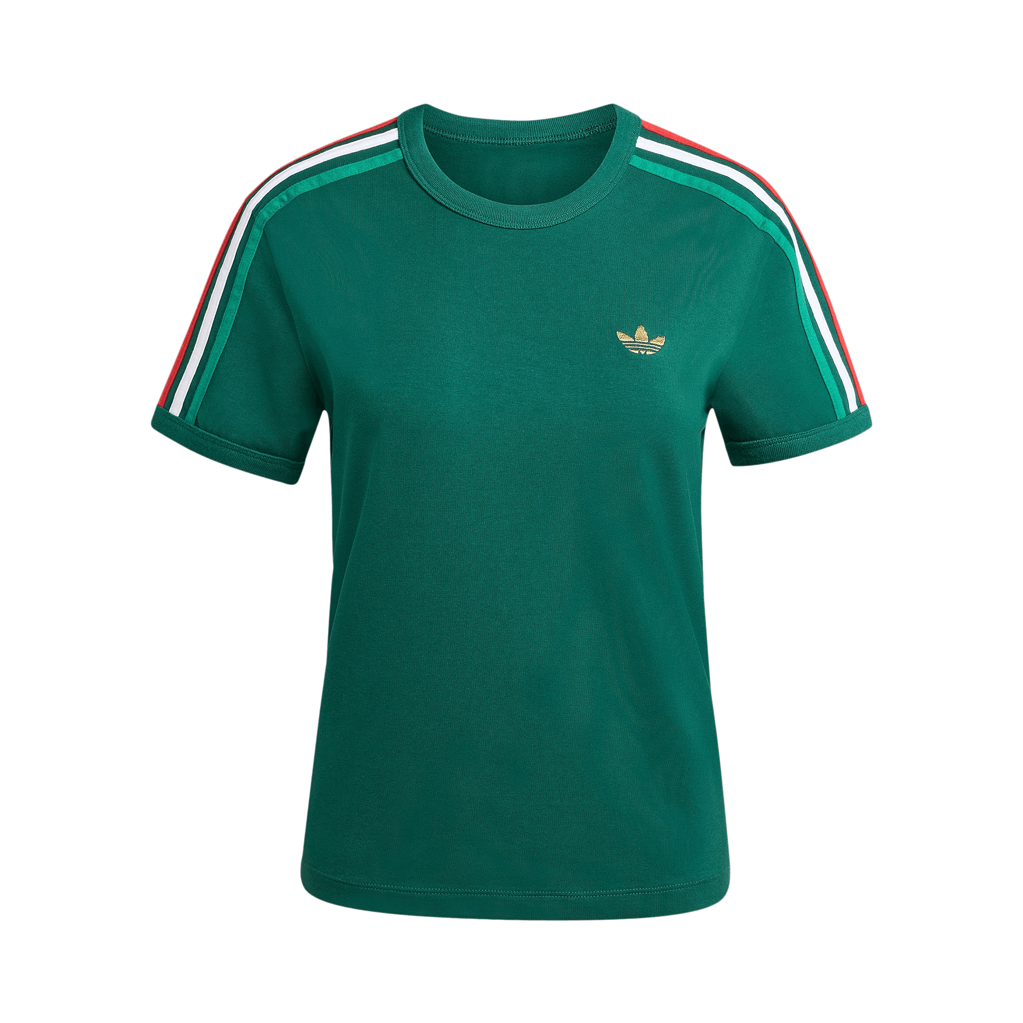 Adidas Originals 3-Stripes Slim Tee 'Team Dark Green/Bold Green/White/Better Scarlet'