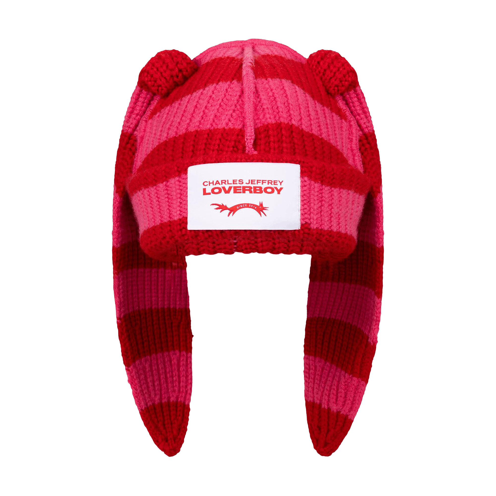 Charles Jeffrey Loverboy Chunky Rabbit Beanie 'Red/Pink Stripe'