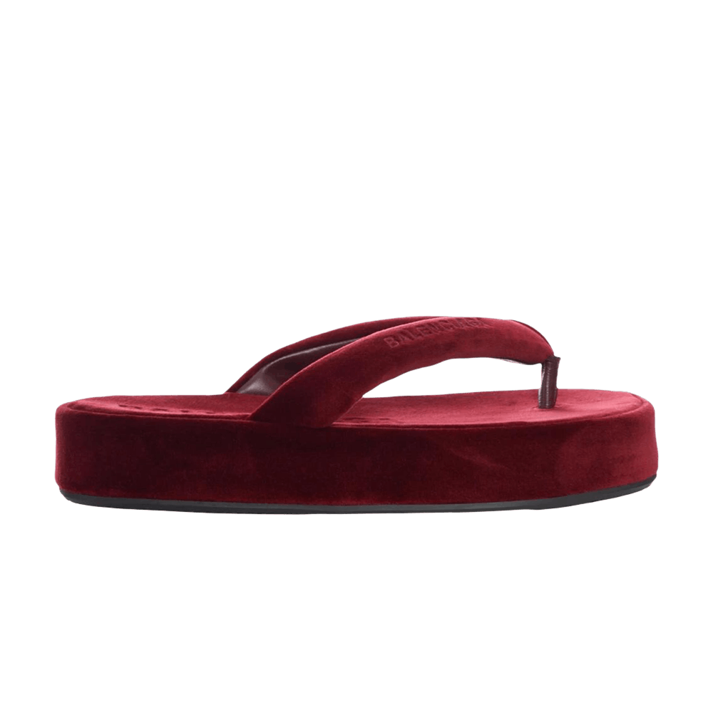 Balenciaga Wmns Jet Lag Thong Velvet Flip-Flop 'Burgundy'