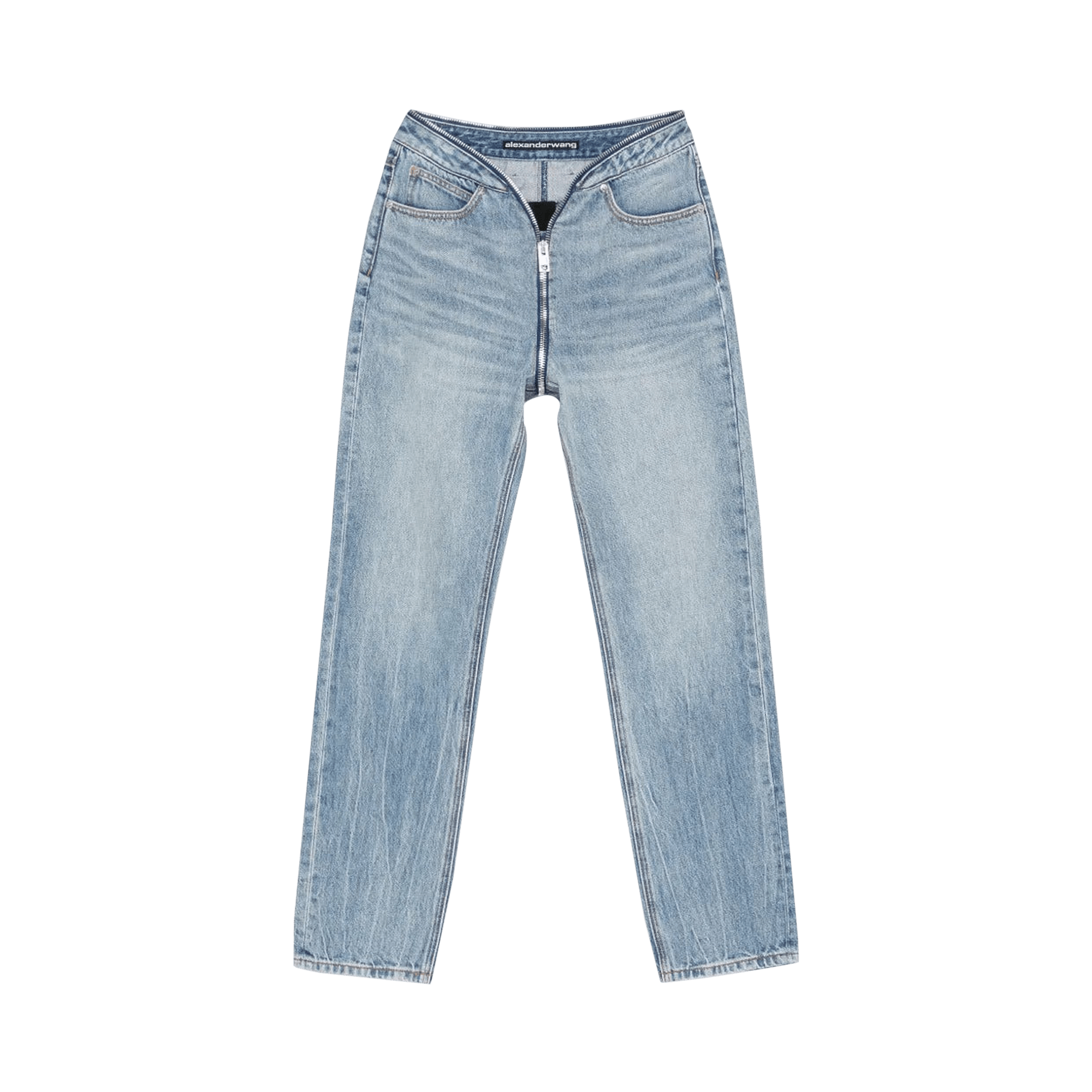 Alexander Wang Dipped V Zip Waistband Straight Leg Jean 'Authentic Light Indigo'