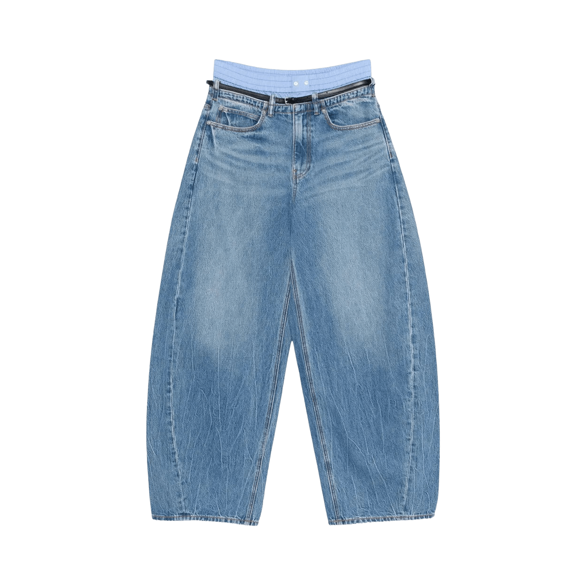 Alexander Wang Leather Belt/Boxer Prestyle Blow Up Jean 'Vintage Marbled Blue'