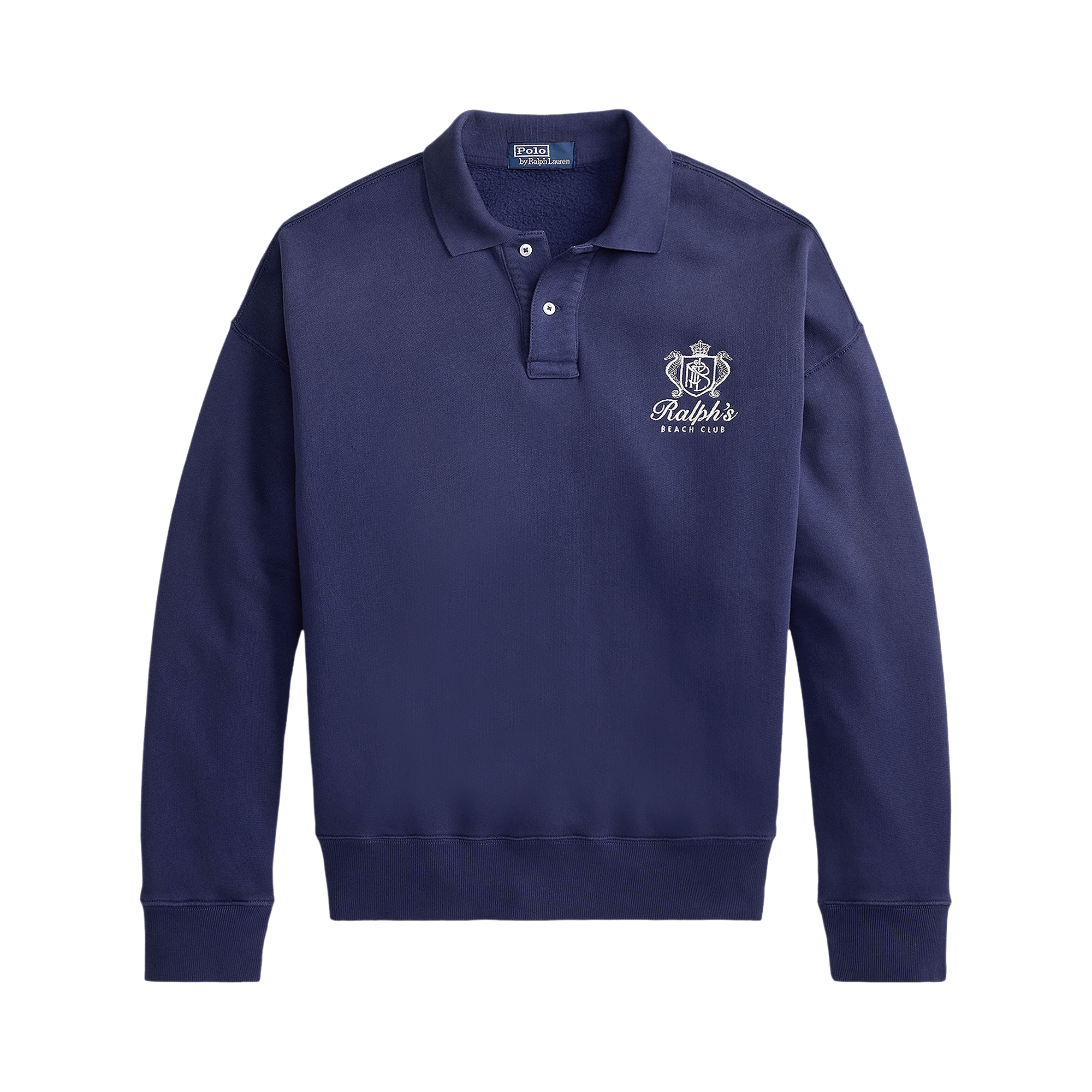 Polo Ralph Lauren Long-Sleeve Island Fleece Knit Graphic Print Polo Sweatshirt 'Dark Cobalt'