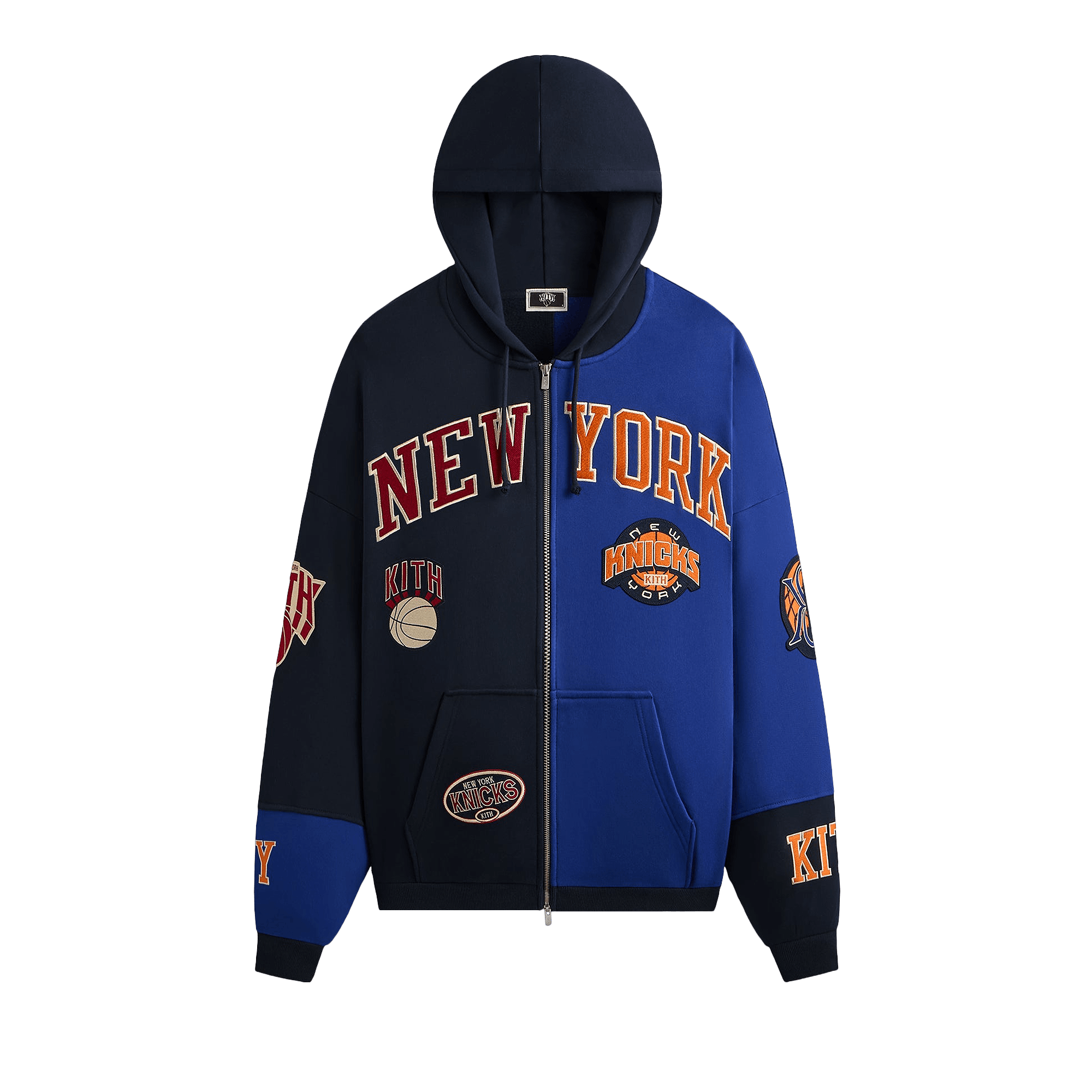 Kith For The New York Knicks Mash Up Cropped Braxton Vintage Hoodie 'Nocturnal'