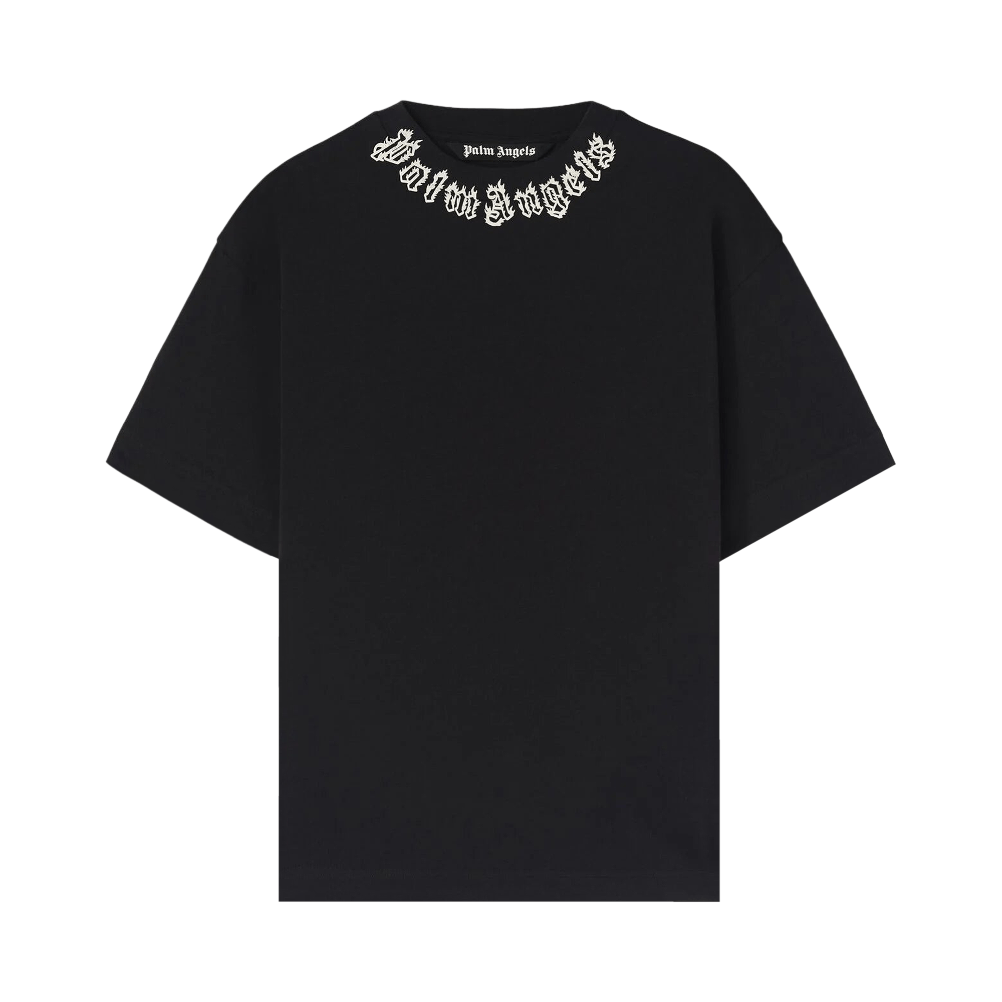 Palm Angels Neck Logo Tee 'Black/White'