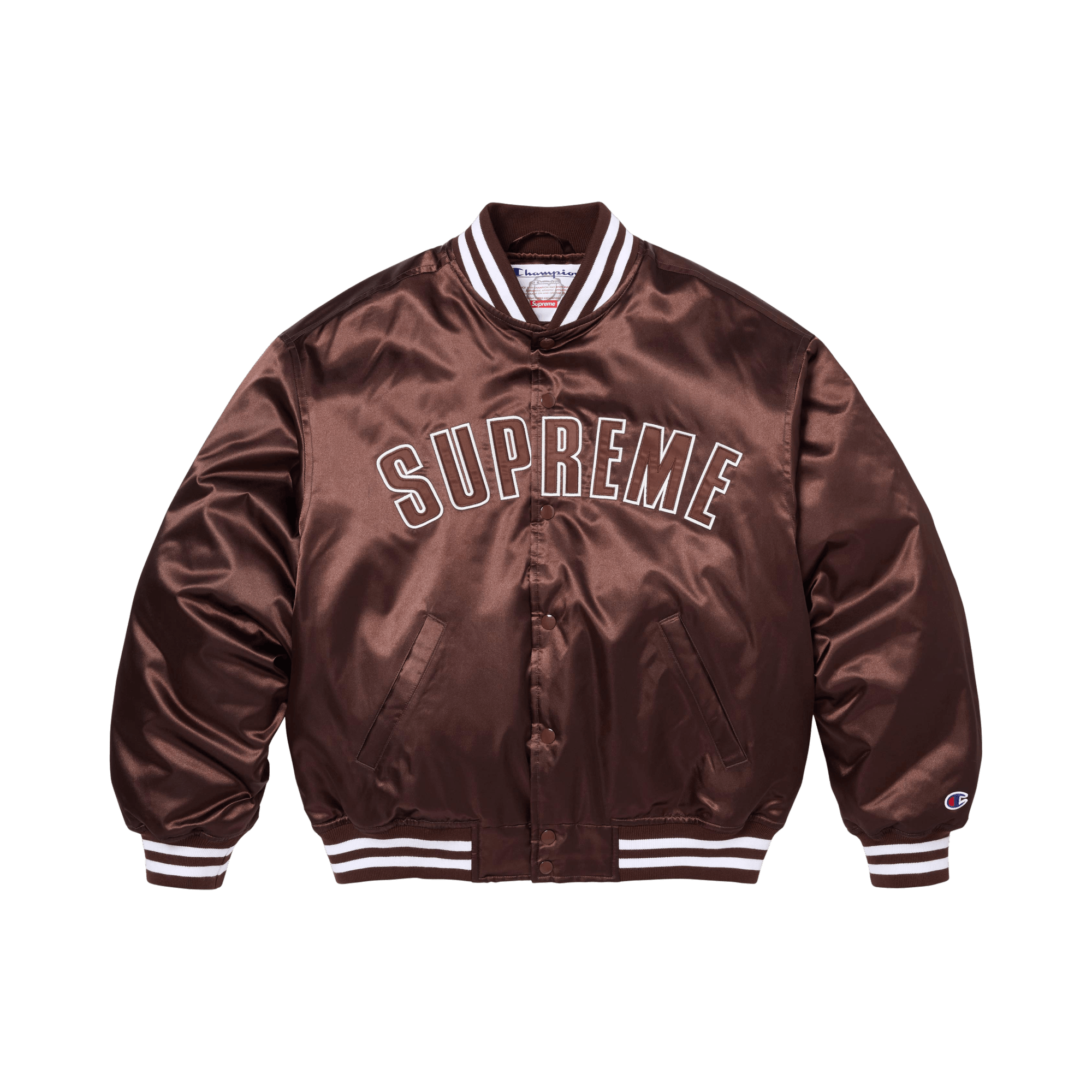 Supreme x Champion Satin Varsity Jacket 'Brown'