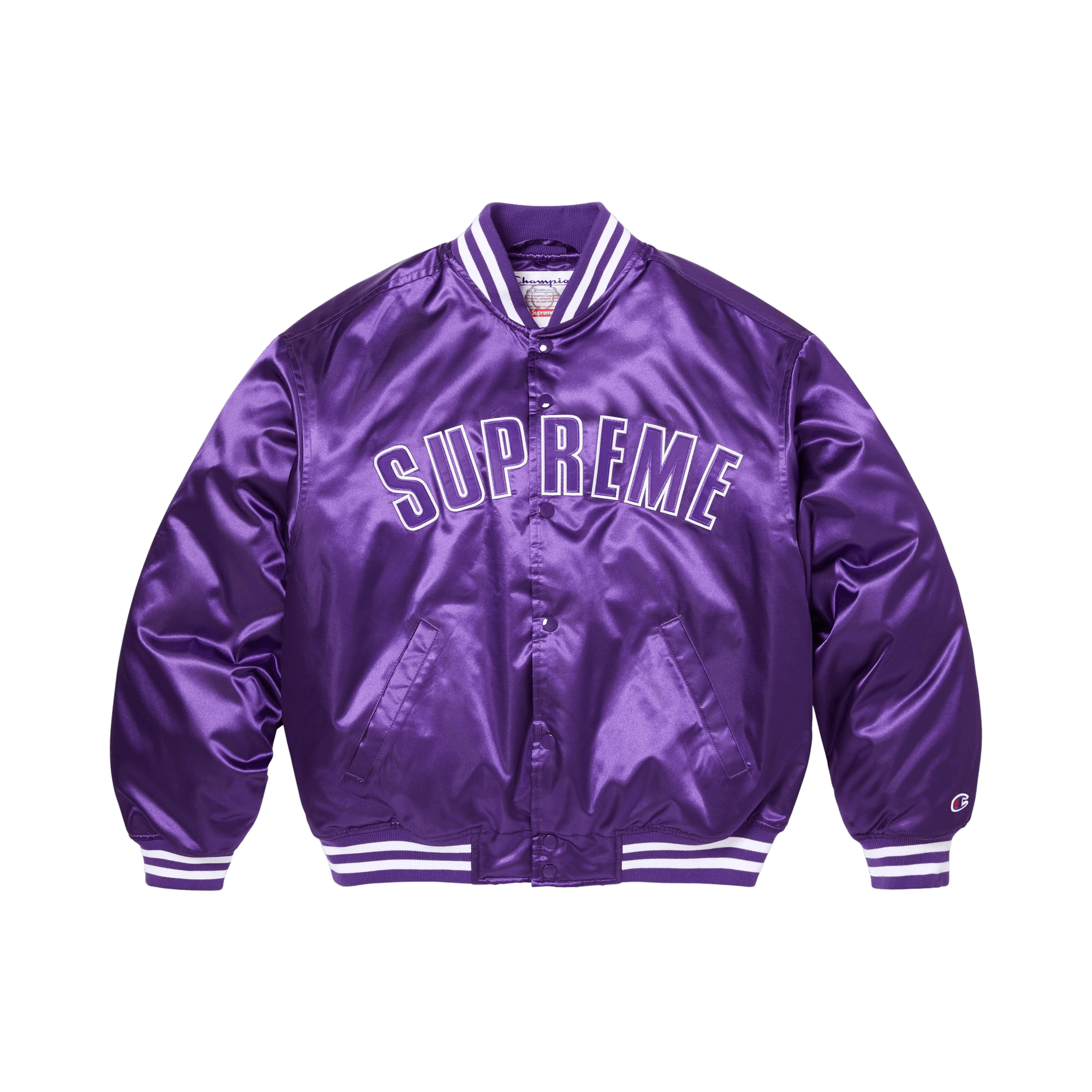 Supreme x Champion Satin Varsity Jacket 'Purple'