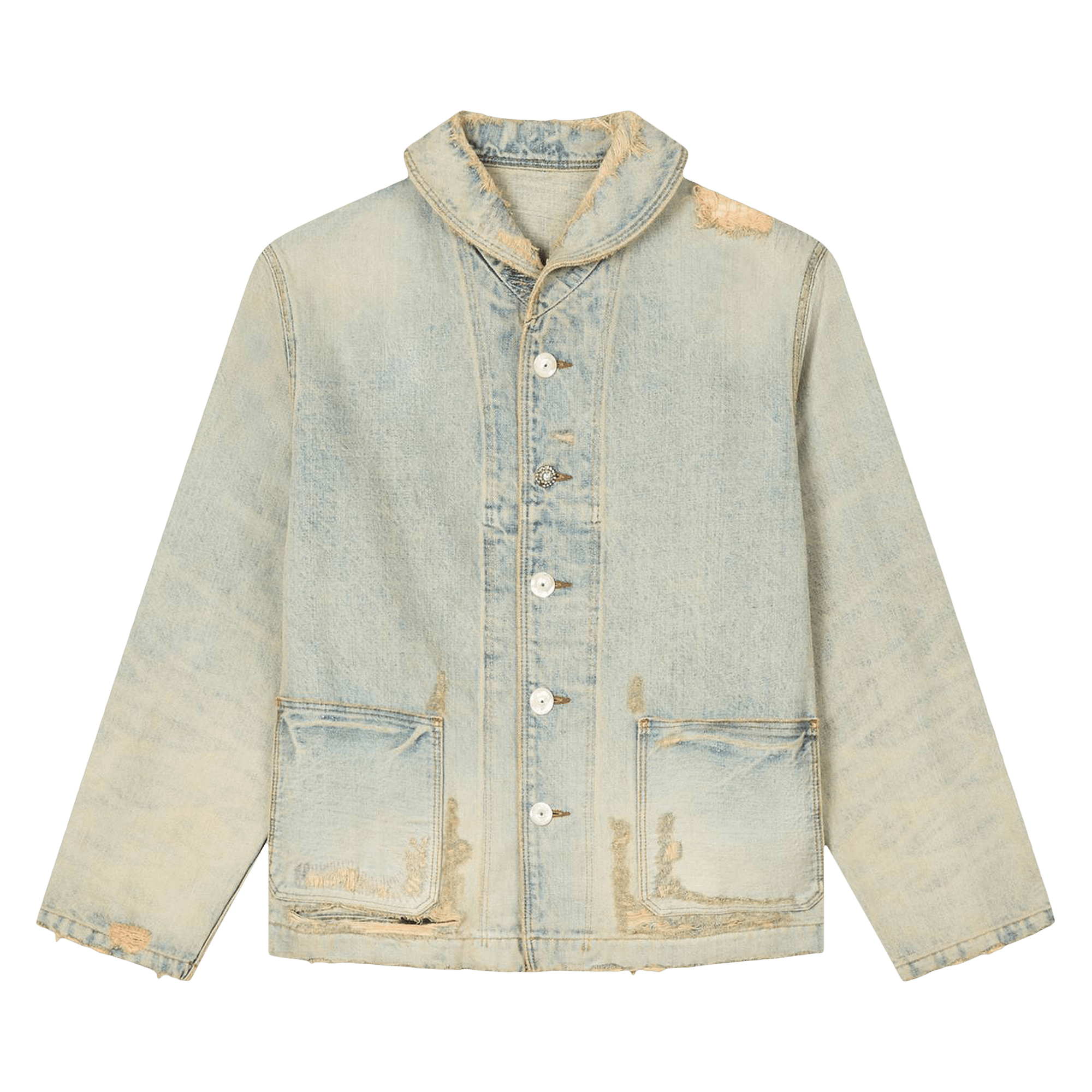 Kenzo Shawl Chore Jacket 'Bleached Blue Denim'