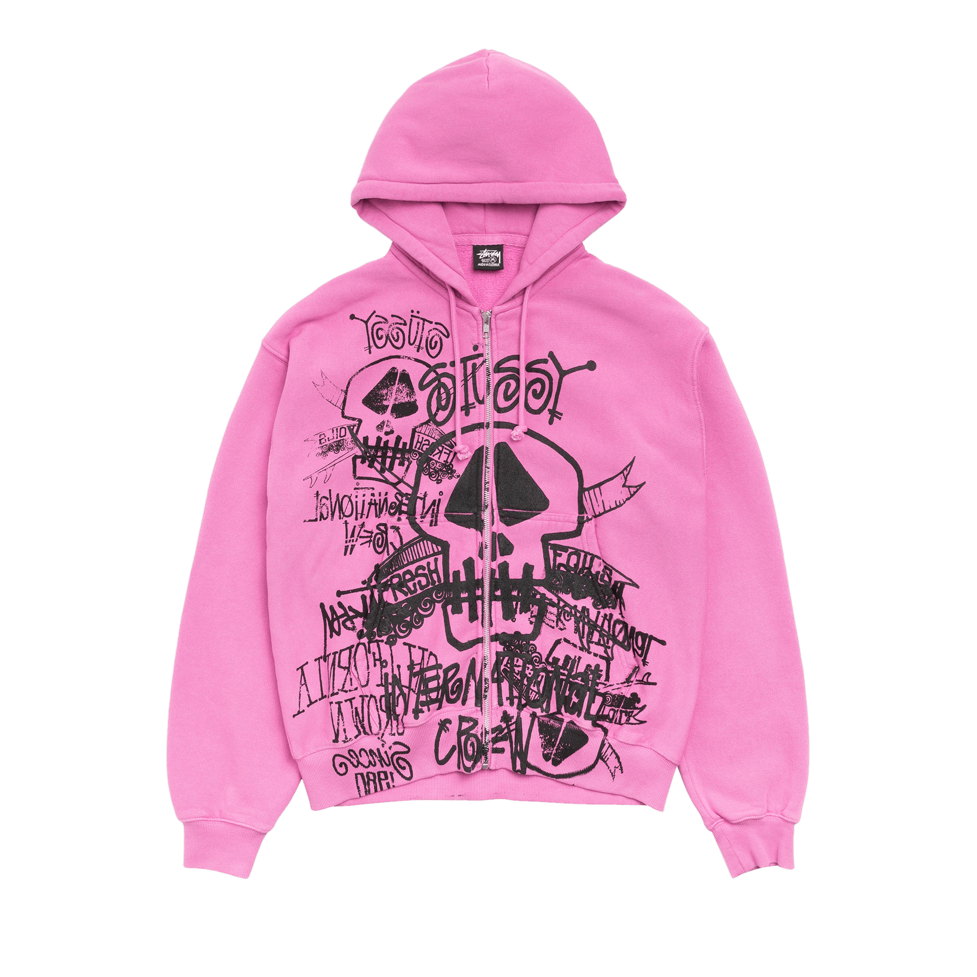 Stussy Skulls Zip Hoodie Pigment Dyed 'Pink'