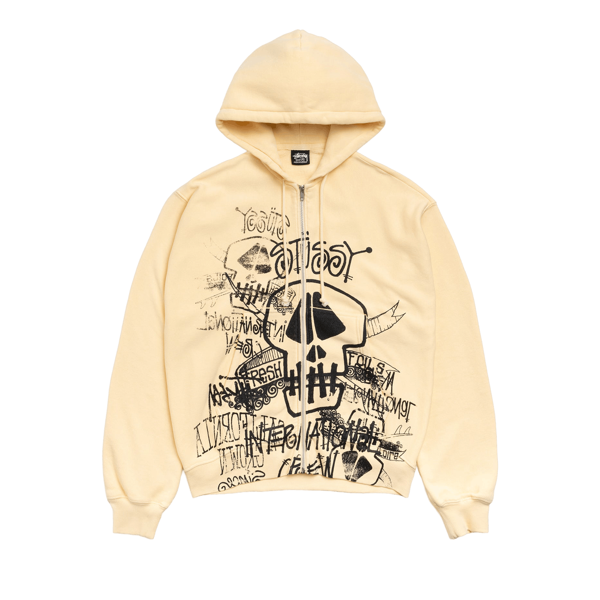 Stussy Skulls Zip Hoodie Pigment Dyed 'Gold'