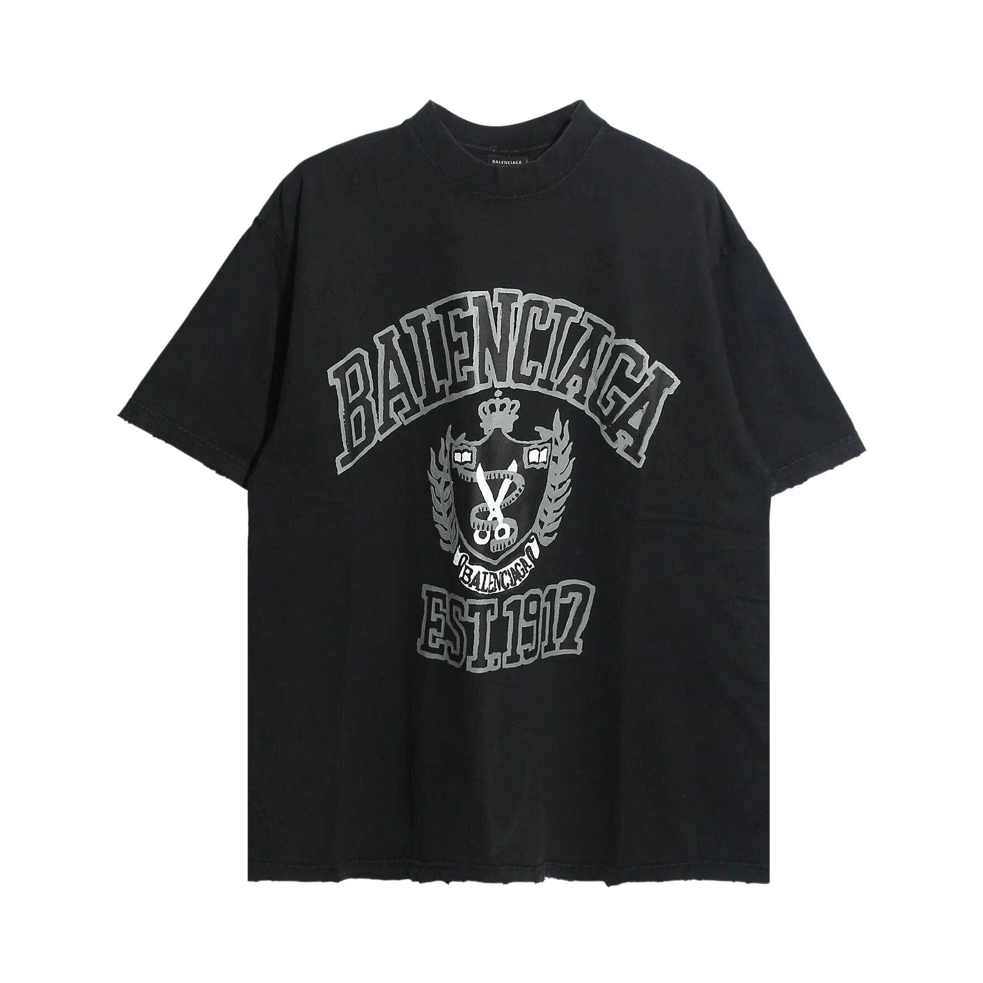Balenciaga College Logo T-Shirt 'Washed Black'