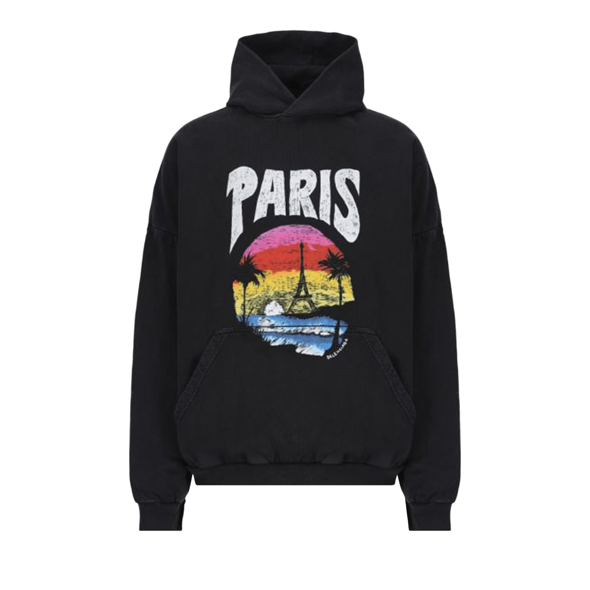 Balenciaga Paris Tropical Oversized Hoodie 'Faded Black/White'