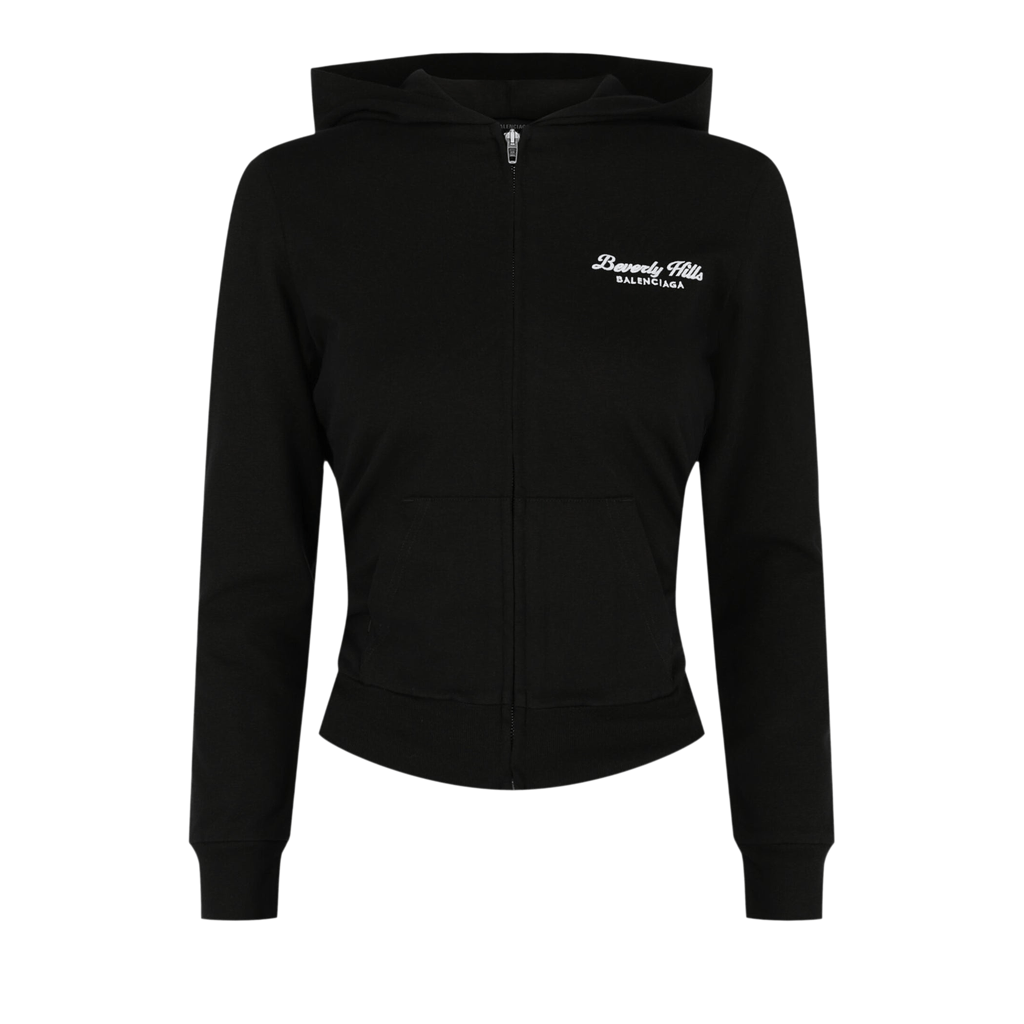 Balenciaga Cropped Knotted Zip Up Hoodie 'Washed Black/White'
