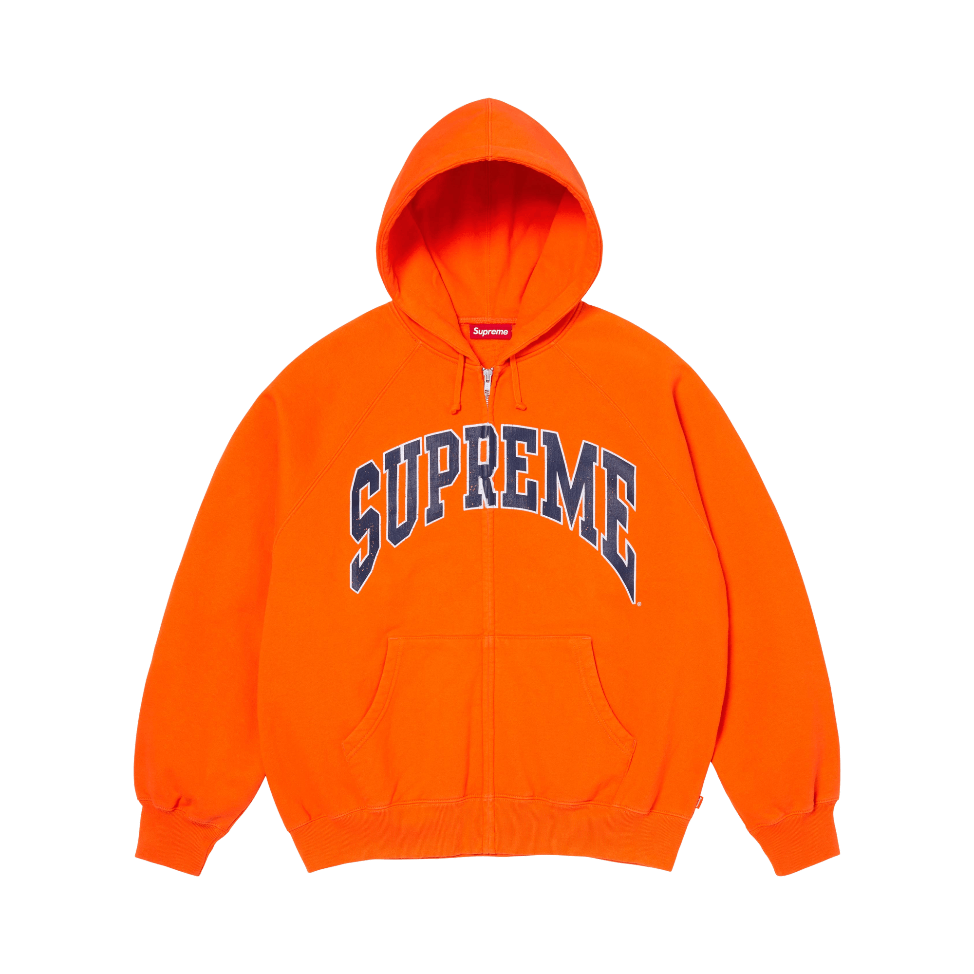 Supreme Cracked Raglan Zip Up Hooded Sweatshirt 'Dark Orange'