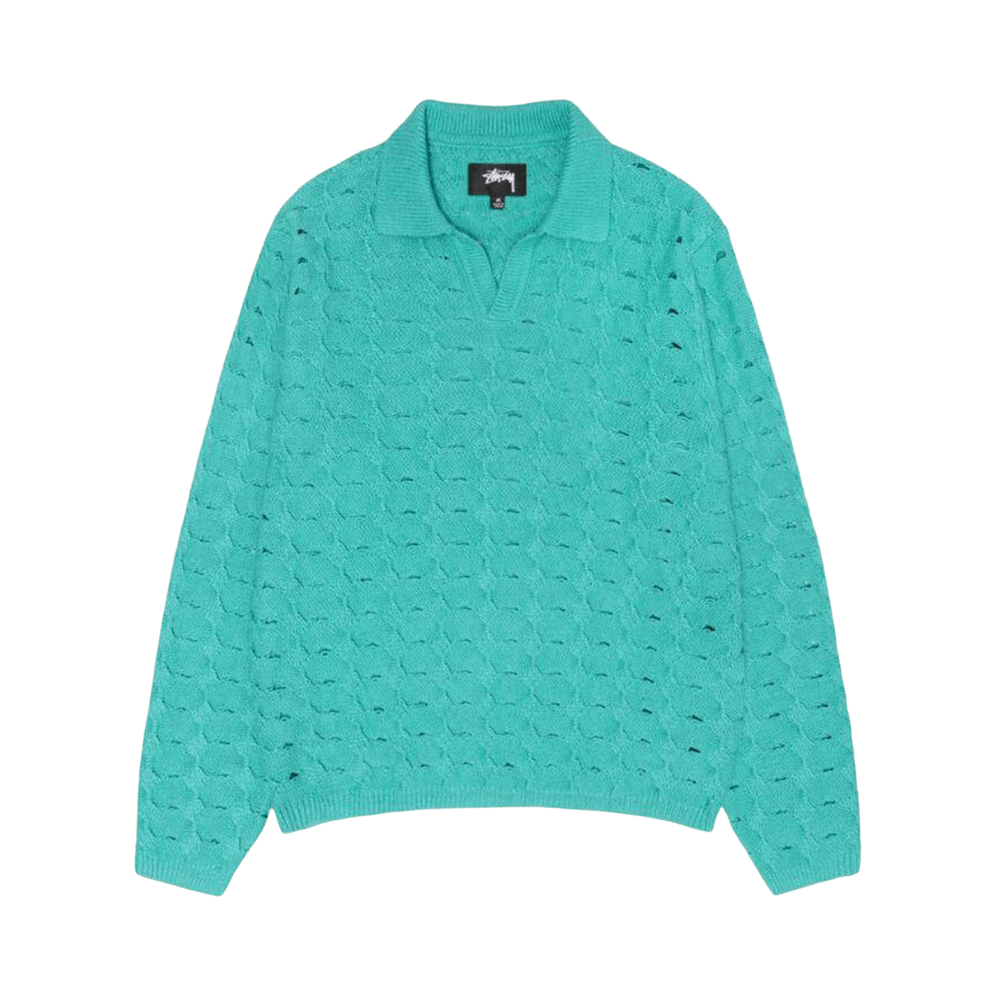 Stussy Open Knit Collared Sweater 'Teal'
