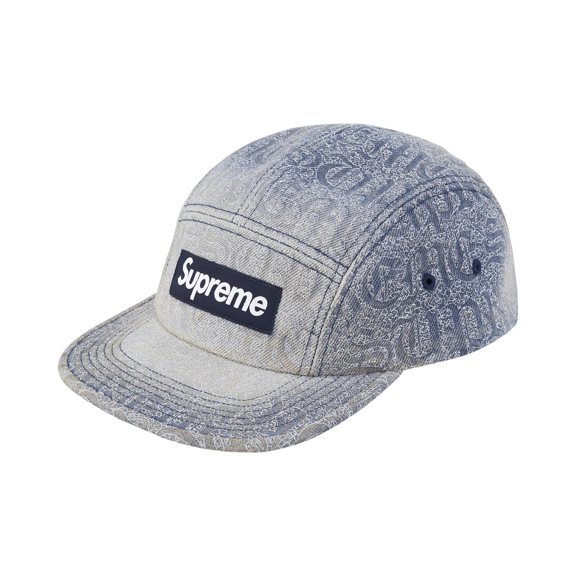 Supreme Stitched Old English Denim Camp Cap 'Blue'