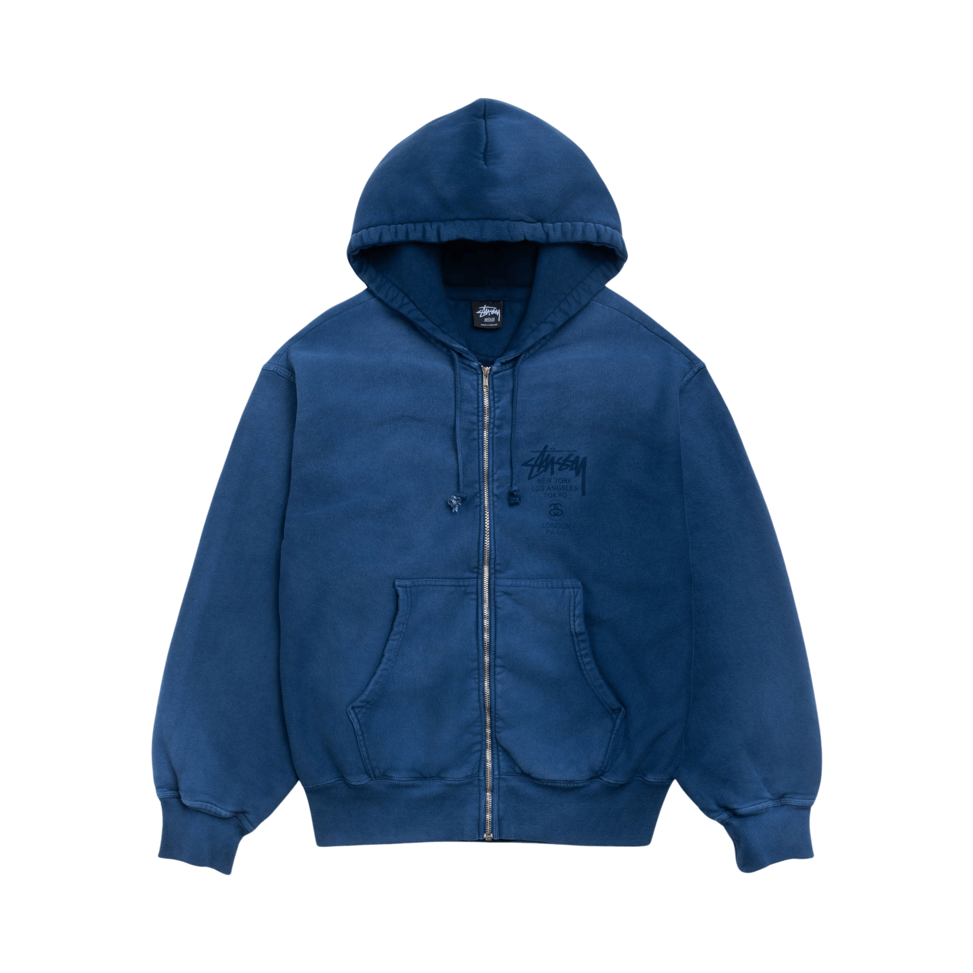 Stussy World Tour Zip Hoodie 'Sun Faded Navy'