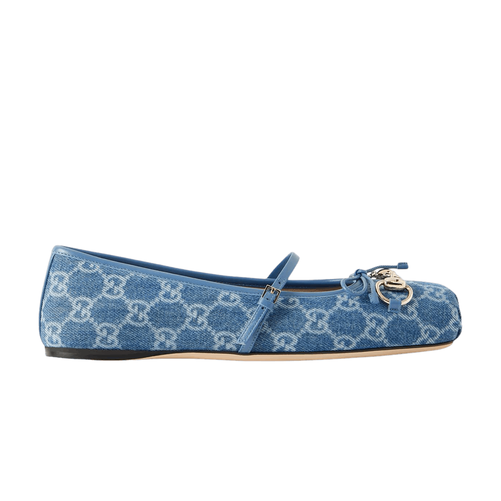 Gucci Wmns Horsebit Ballet Flat 'Blue Denim'