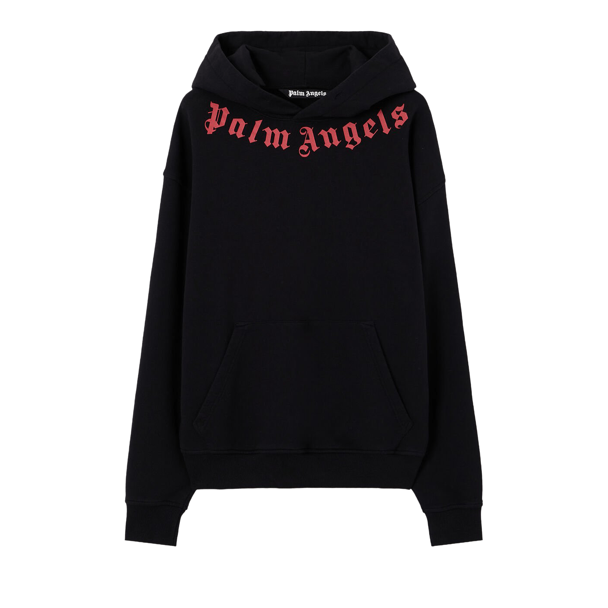 Palm Angels Neck Logo Regular Hoodie 'Black/Red'