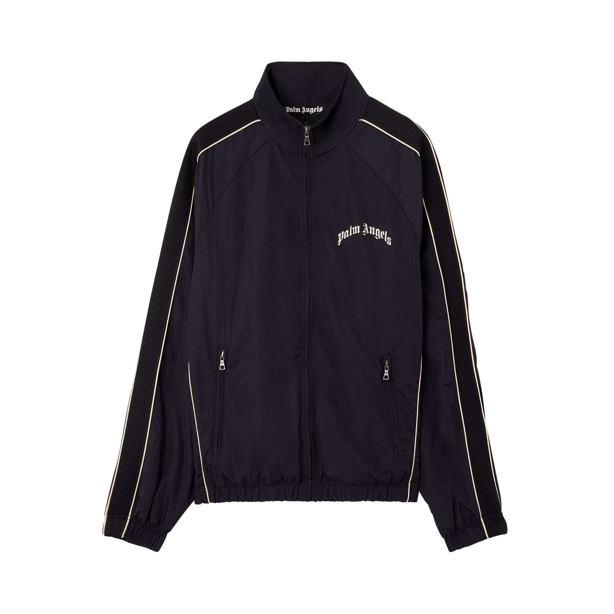 Palm Angels Curved Logo Vint Windbreaker 'Black/Off White'
