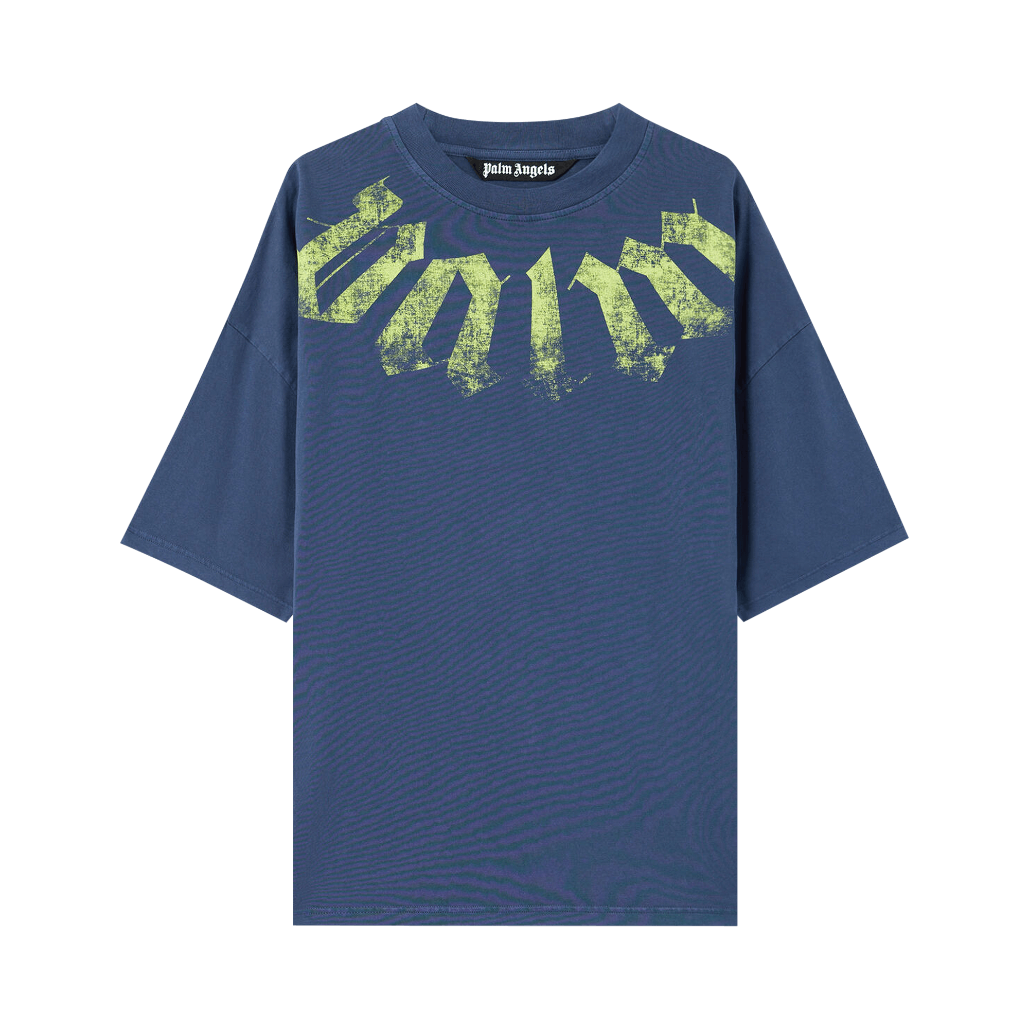 Palm Angels Big Neck Logo Loose Tee 'Navy/Blue/Lime'