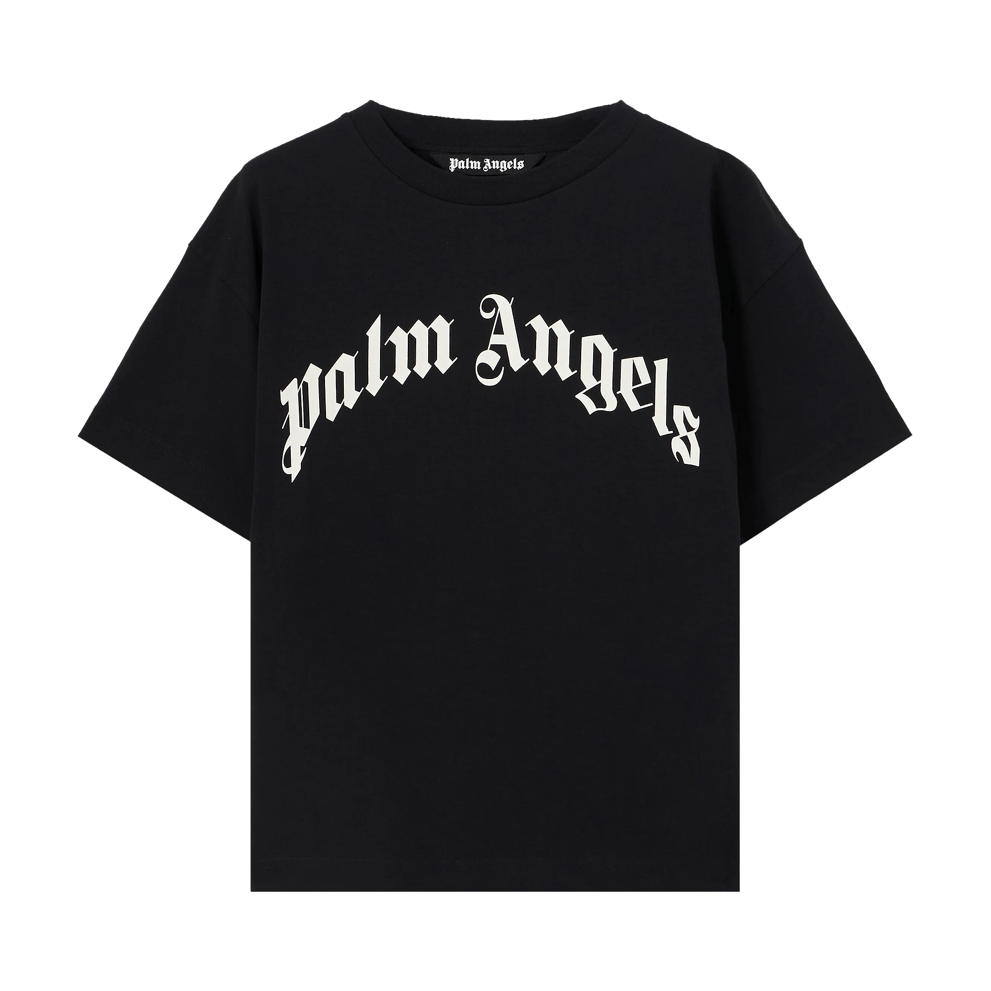 Palm Angels Curved Logo Regular T-Shirt 'Black/Off White'
