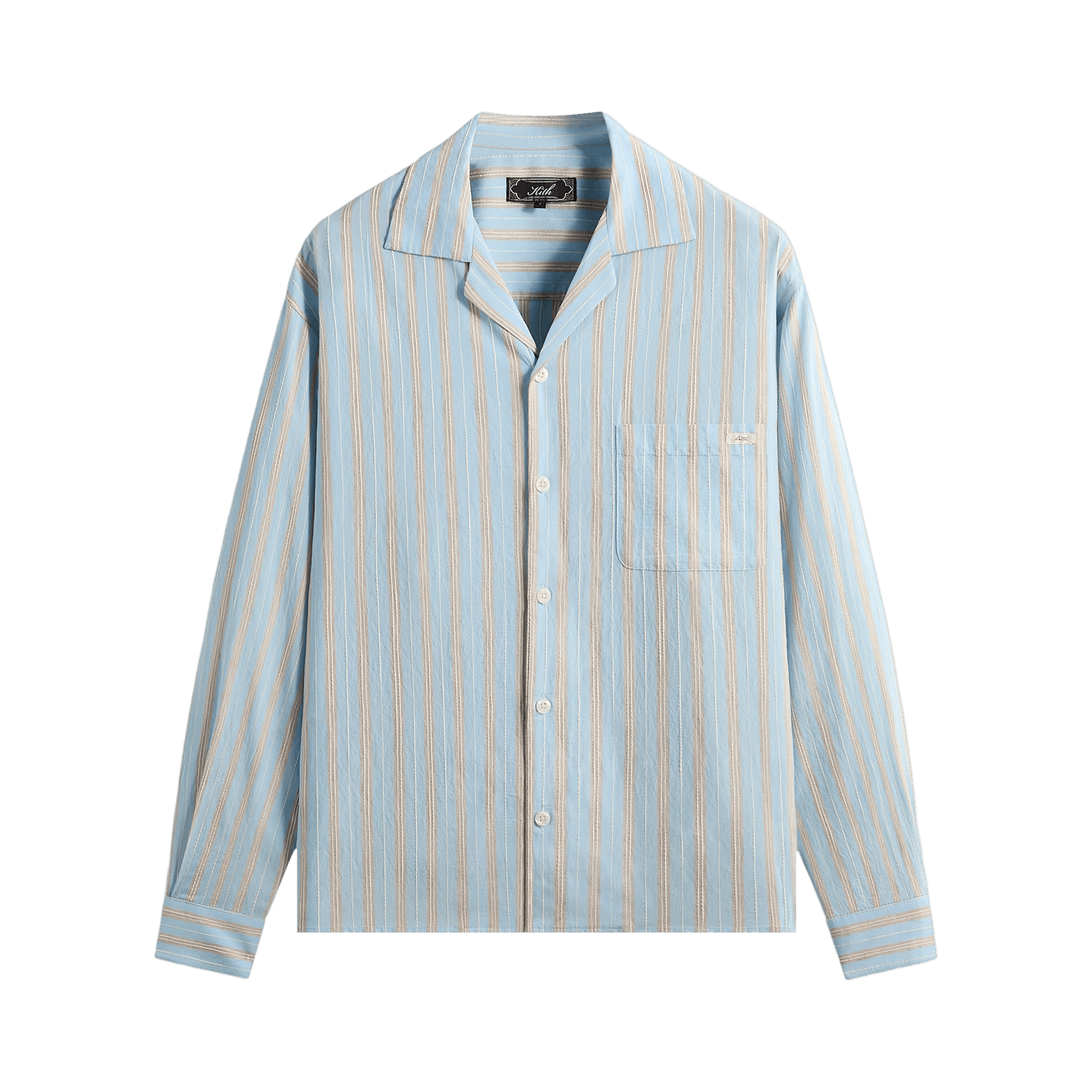 Kith Barre Stripe Long Sleeve Gianni Shirt 'Serene'