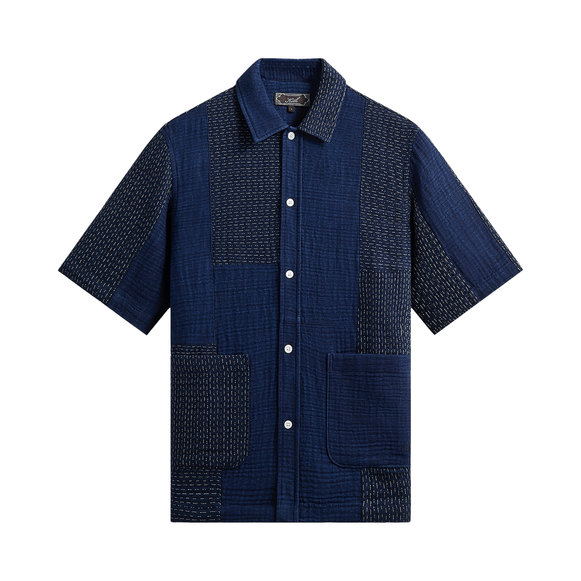 Kith Stitched Patchwork Boxy Collared Overshirt 'Mid Indigo'