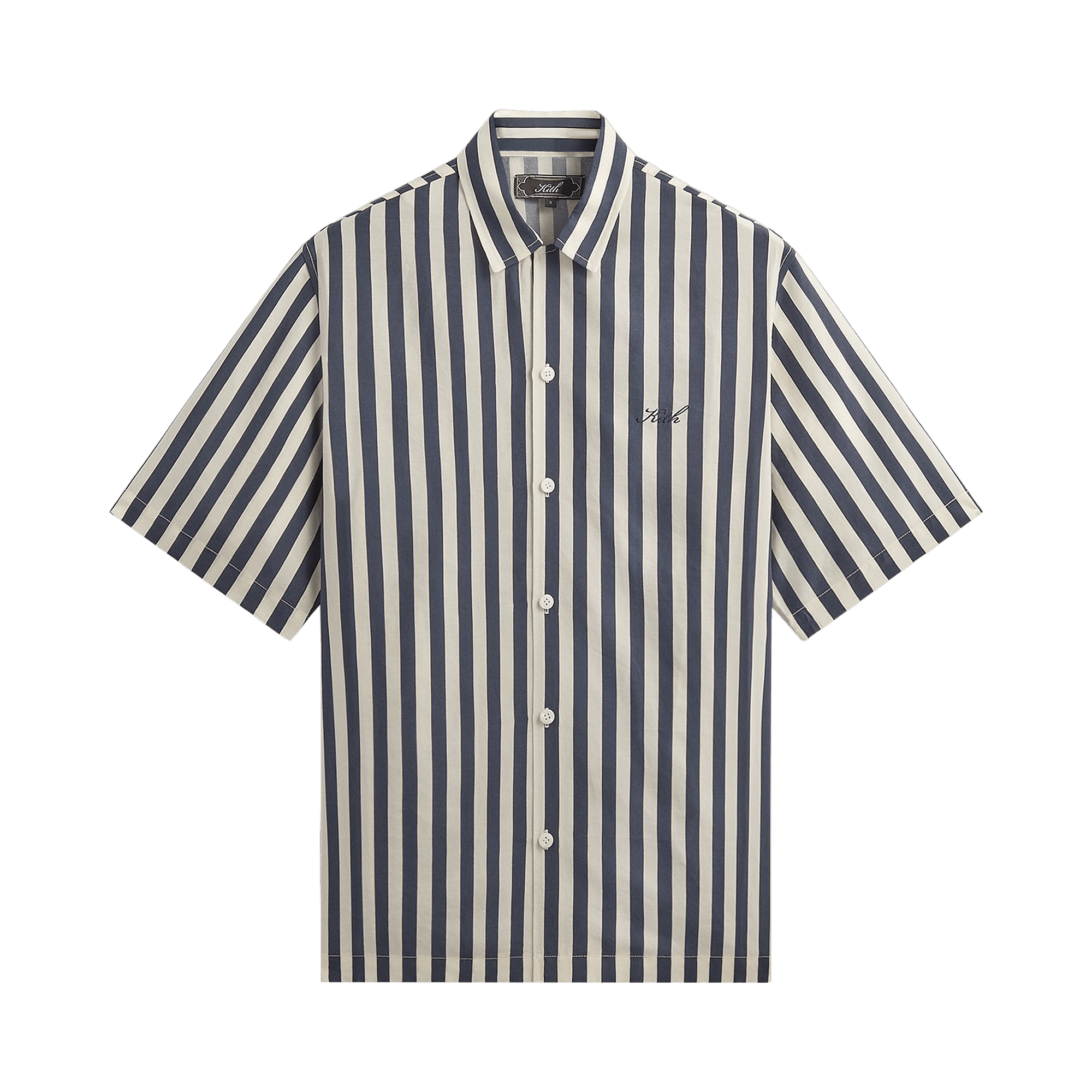 Kith Striped Thompson Camp Collar Shirt 'Nocturnal'