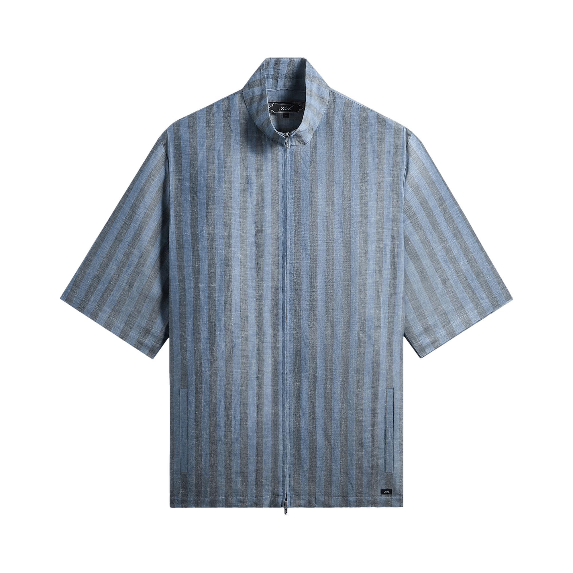 Kith Spun Silk Linen Stripe Colton Zip Front Shirt 'Guide'