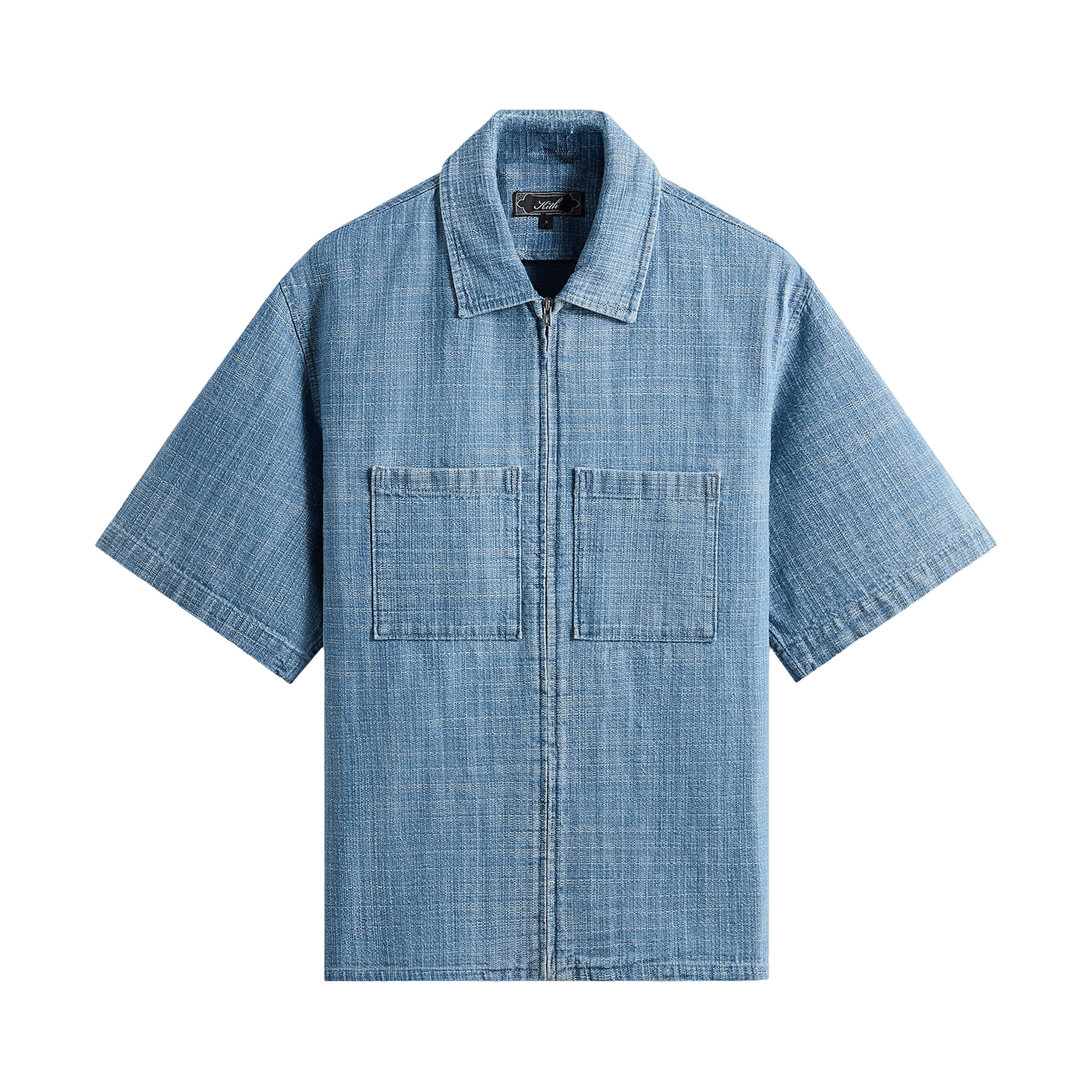 Kith Textured Indigo Paxton Zip Front Shirt 'Light Indigo'