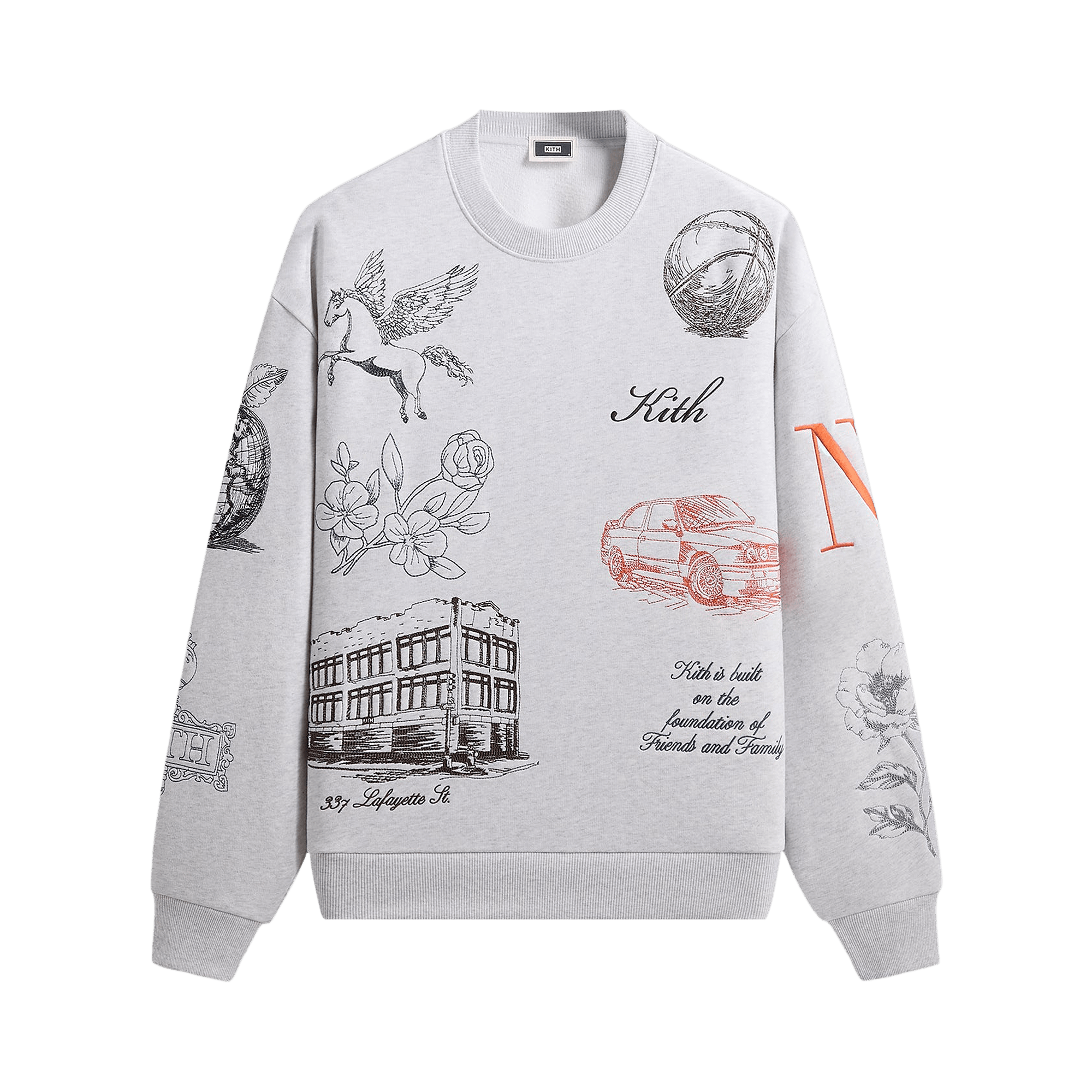 Kith New York To The World Nelson Crewneck 'Light Heather Grey'