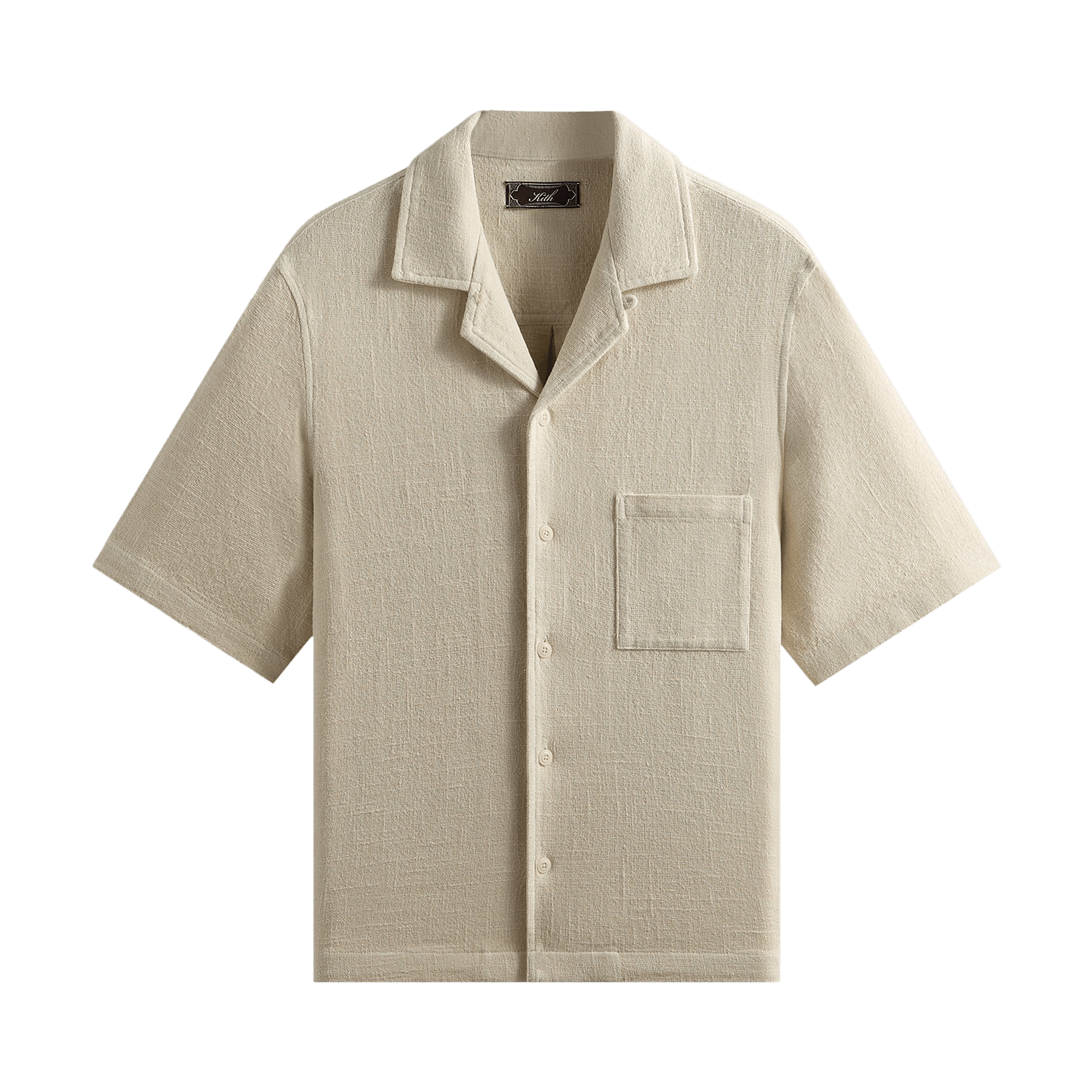 Kith Soft Woven Cropped Beckham Camp Collar Shirt 'Waffle'