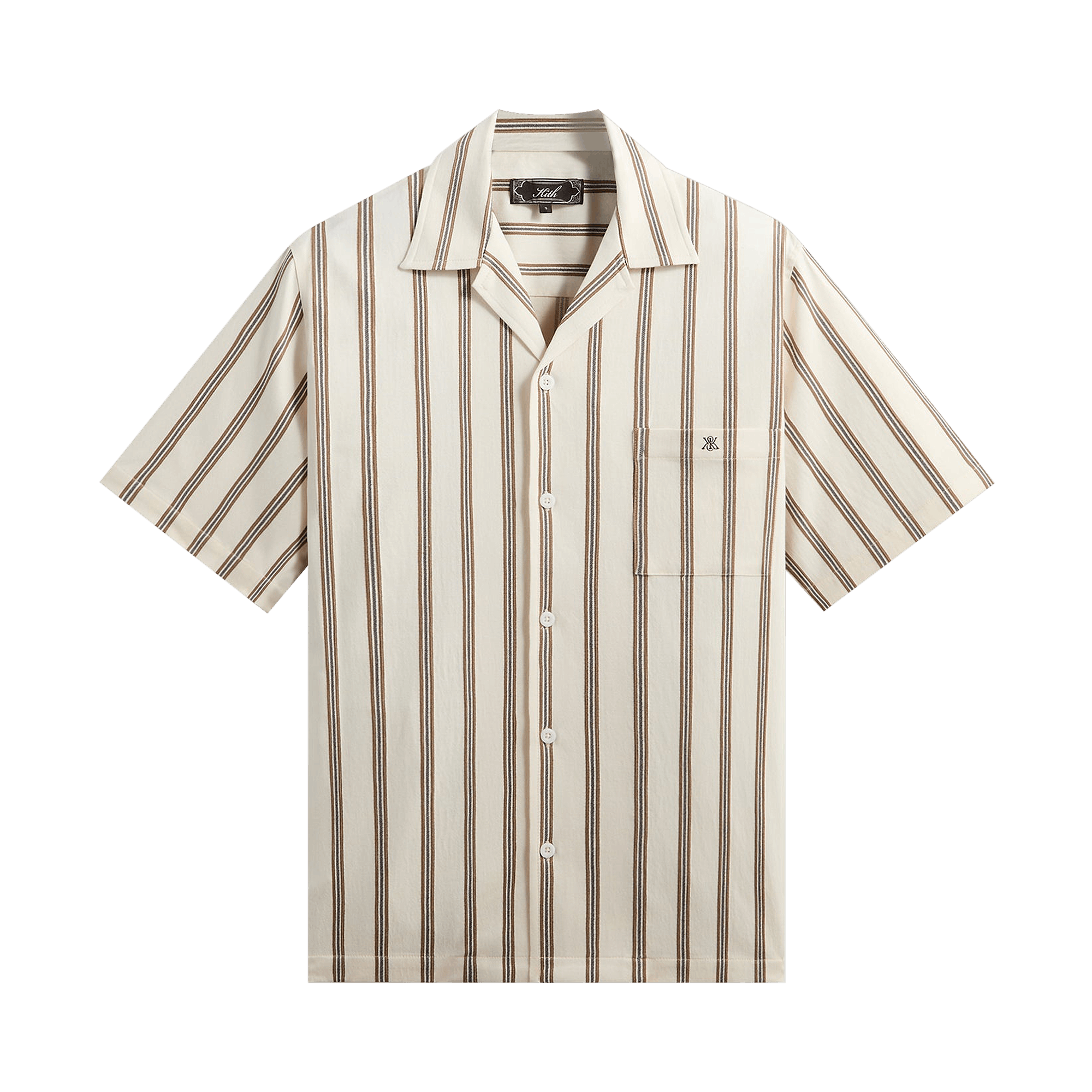 Kith Textured Stripe Thompson Camp Collar Shirt 'Sandalwood'