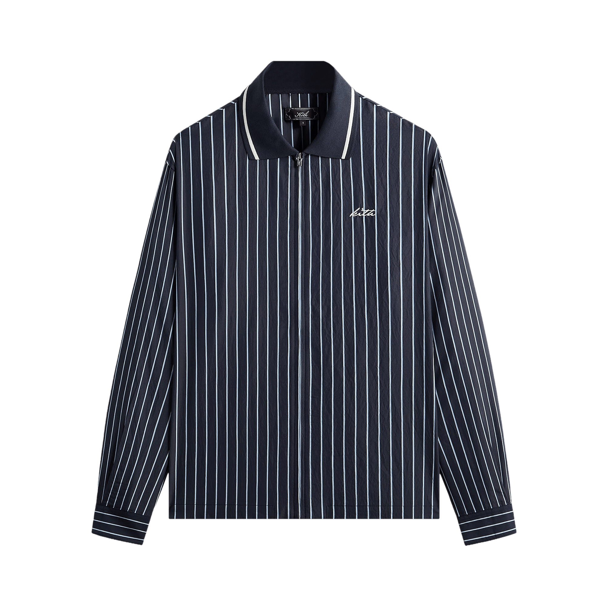 Kith Striped Poplin Long Sleeve Thompson Zip Front Shirt 'Blend'